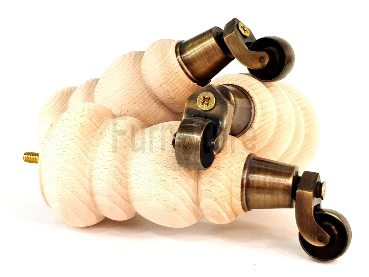 4x Turned Solid Wood Furniture Legs Replacement Feet 200mm High 8mm Thread