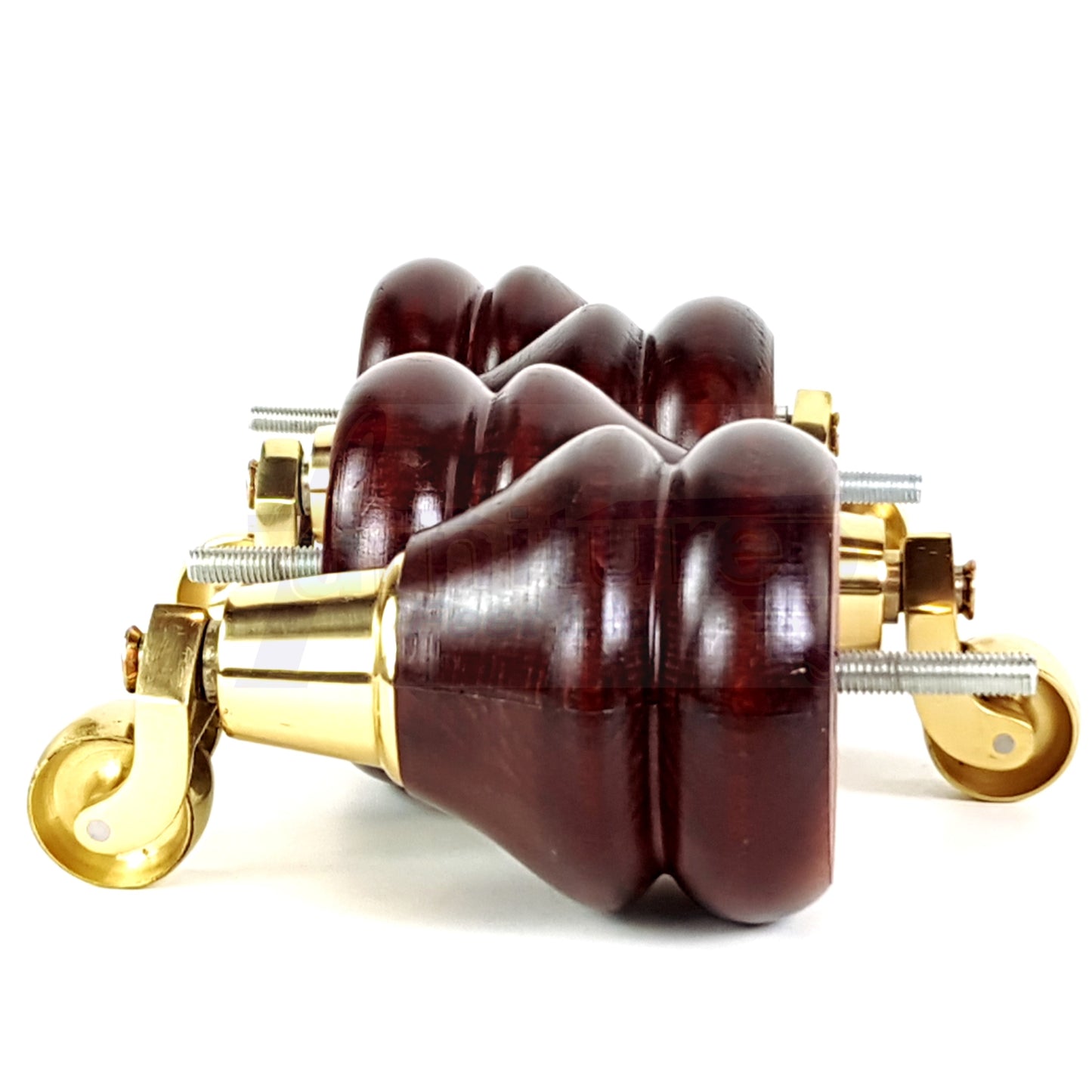 4 Wooden Castor Furniture Feet 140mm High Mahogany Replacement Legs Sofa Chair Stool M8 (8mm) SOF169