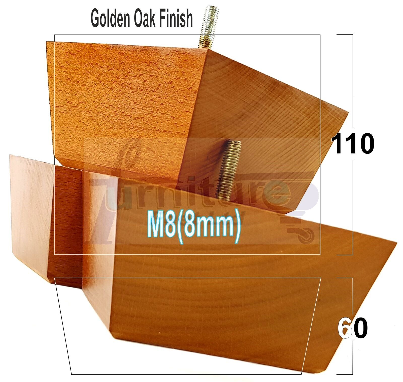 4x Square Wood Sofa Legs 60mm High Replacement Furniture Feet Chairs Cabinets M8