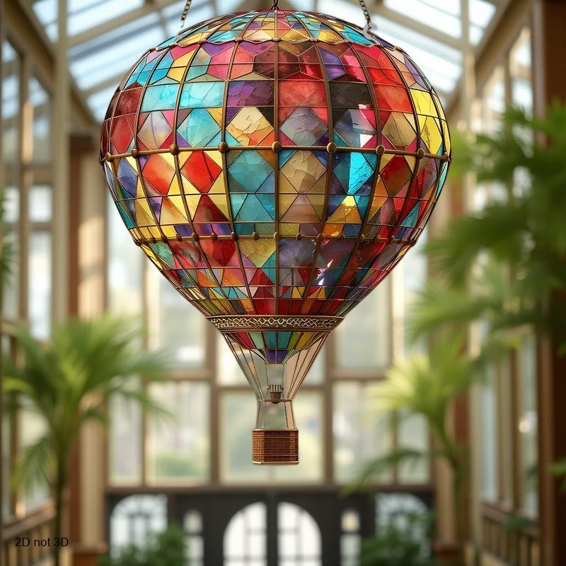 Large Hot Air Balloon Stained Acrylic Suncatcher Rainbow Window Garden Hanging Decoration Nature Animal Lovers