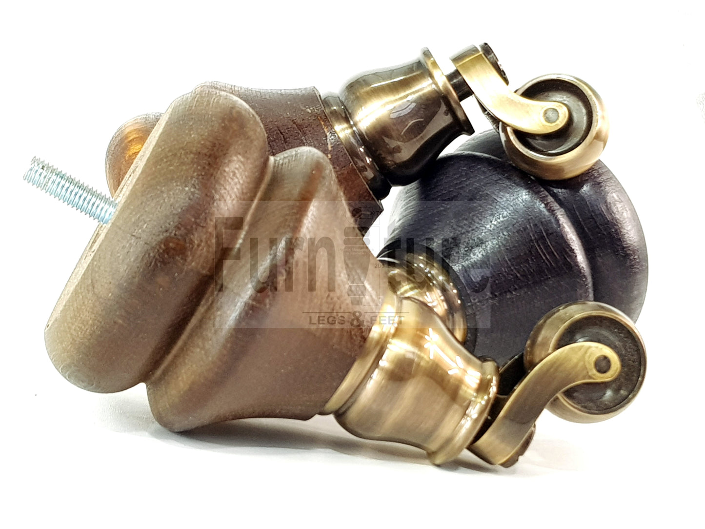 Set Of 4 Turned Furniture Wood Feet With Castors 140mm Sofas Chairs Settee Cabinets Beds M8(8mm)