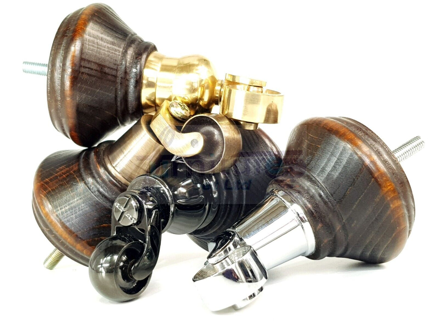 4x Dark Walnut Washed Wooden Furniture Sofa Legs M8 With Castors Replacement Chair Settee Feet 115mm - 125mm High