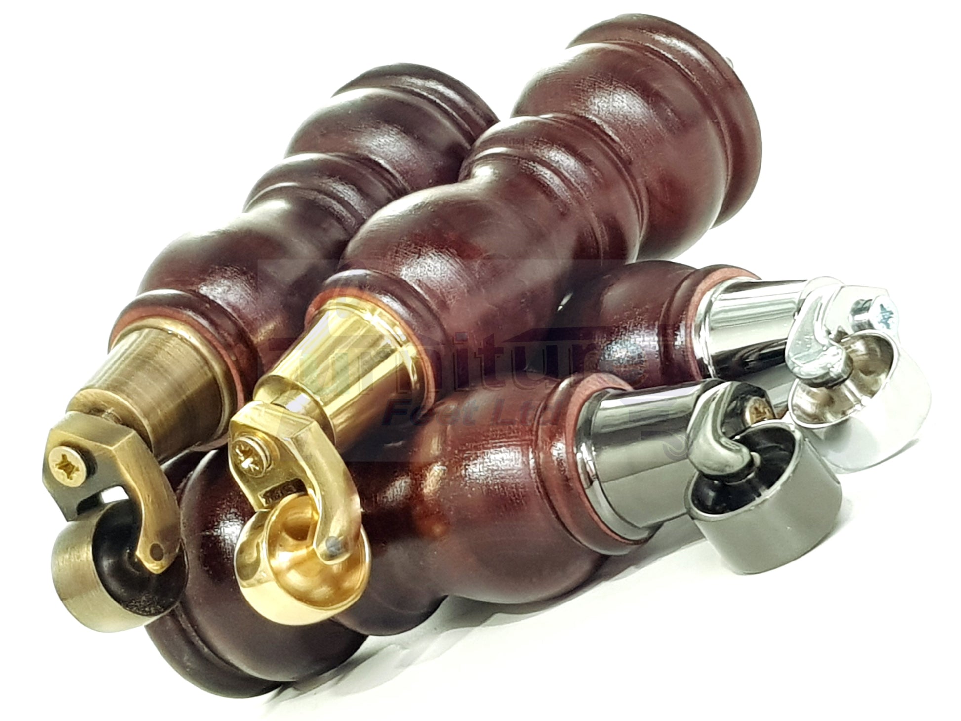 2x Solid Wood Turned Furniture Legs Replacement Castor Feet 205mm High Mahogany Chairs Stools Sofa Settee Cabinets M8