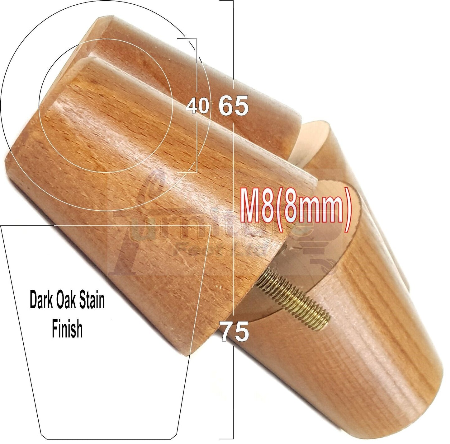 4x Solid Wood Turned Furniture Legs Replacement Bun Feet 75mm High Chairs Stools Sofa's Beds Settee M8