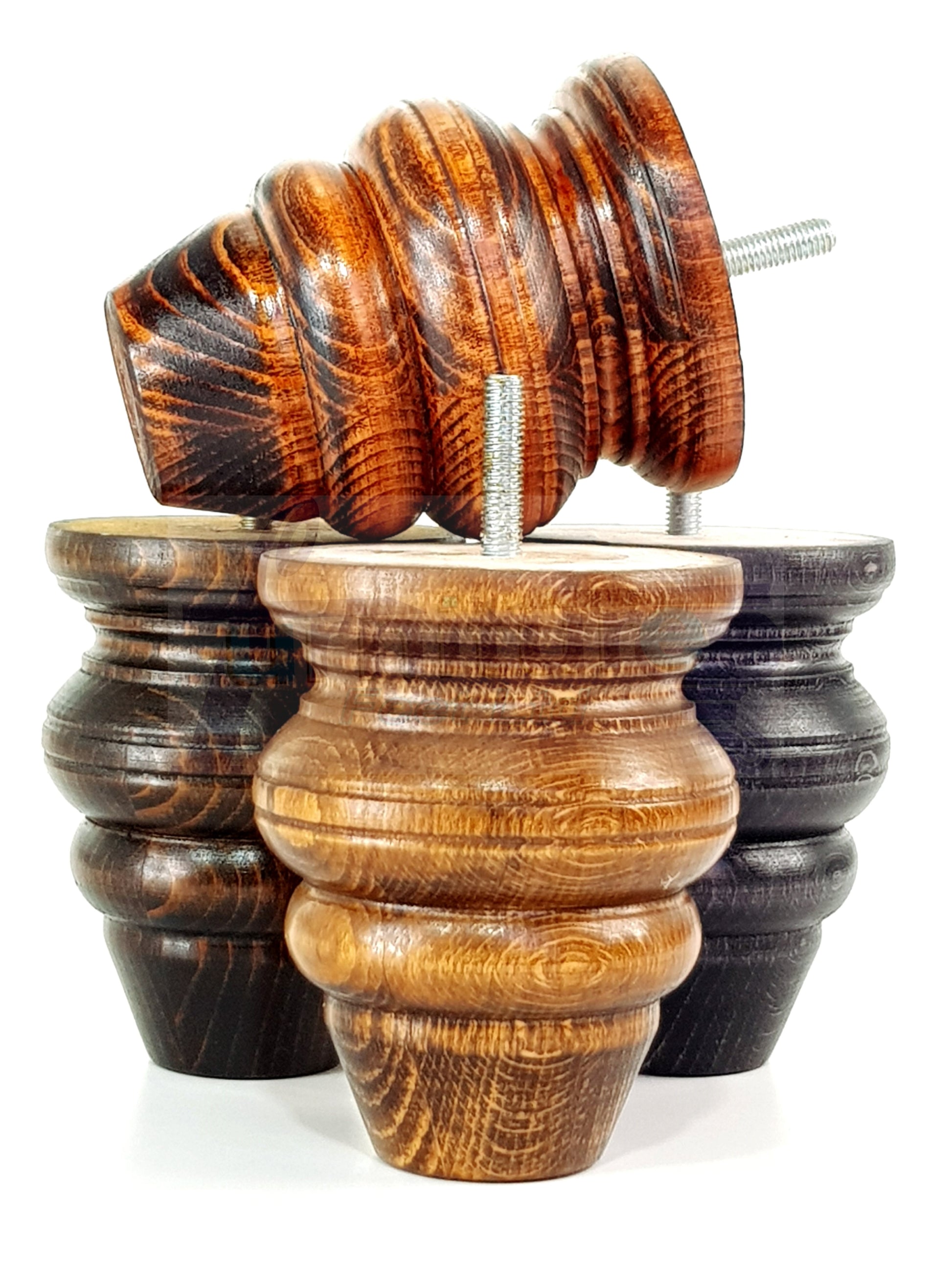 4 Turned Wood Furniture Legs Replacement Feet 110mm High Chairs Stools Sofa's Beds Settee M10 Thread