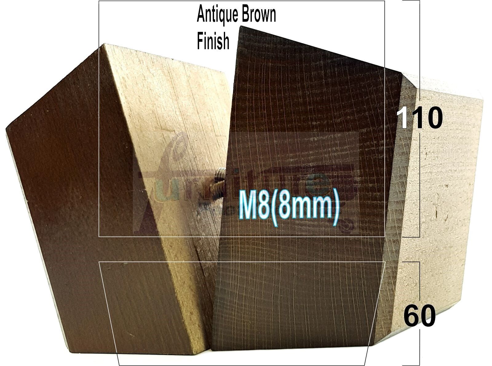 4x Square Wood Sofa Legs 60mm High Replacement Furniture Feet Chairs Cabinets M8
