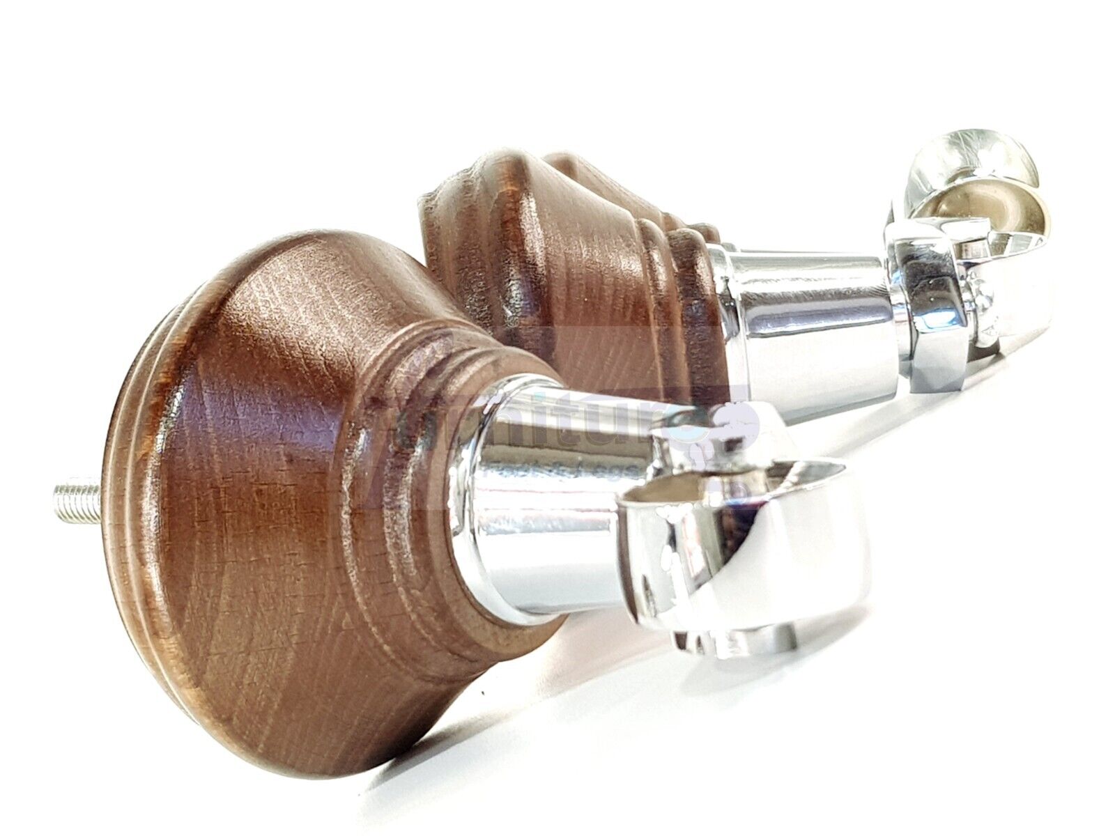 4x Antique Mahogany Stain Wooden Furniture Sofa Legs M8 With Castors Replacment Chair Settee Feet 115mm - 125mm High