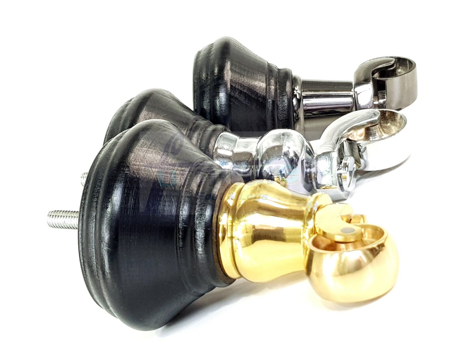 4x Black Wooden Furniture Sofa Legs M8 With Castors Replacment Chair Settee Feet 115mm - 125mm High