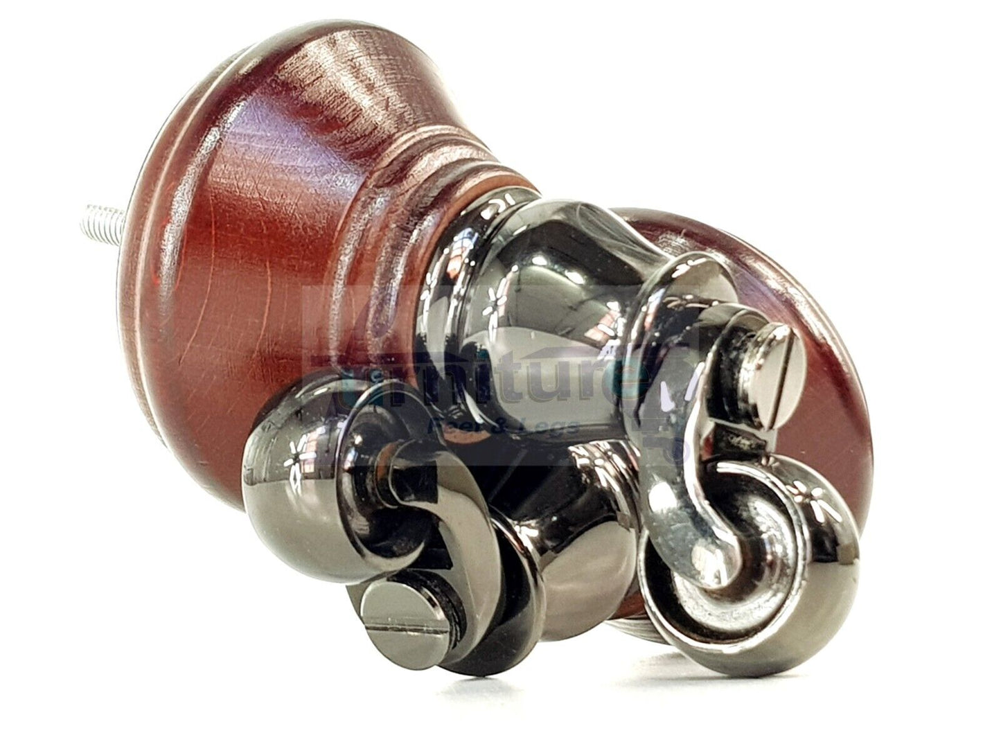 4x Antique Mahogany Wooden Furniture Sofa Legs M8 With Castors Replacment Chair Settee Feet 115mm - 125mm High