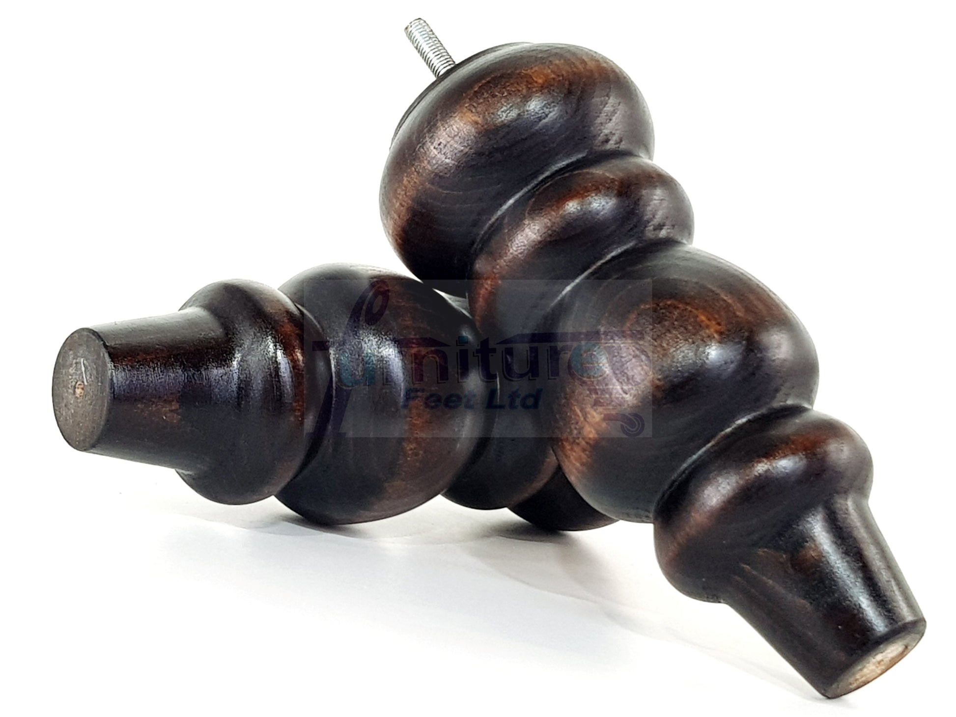 4 Solid Wood Furniture Legs Replacement Turned Feet 200mm High M8(8mm) Thread: Chestnut