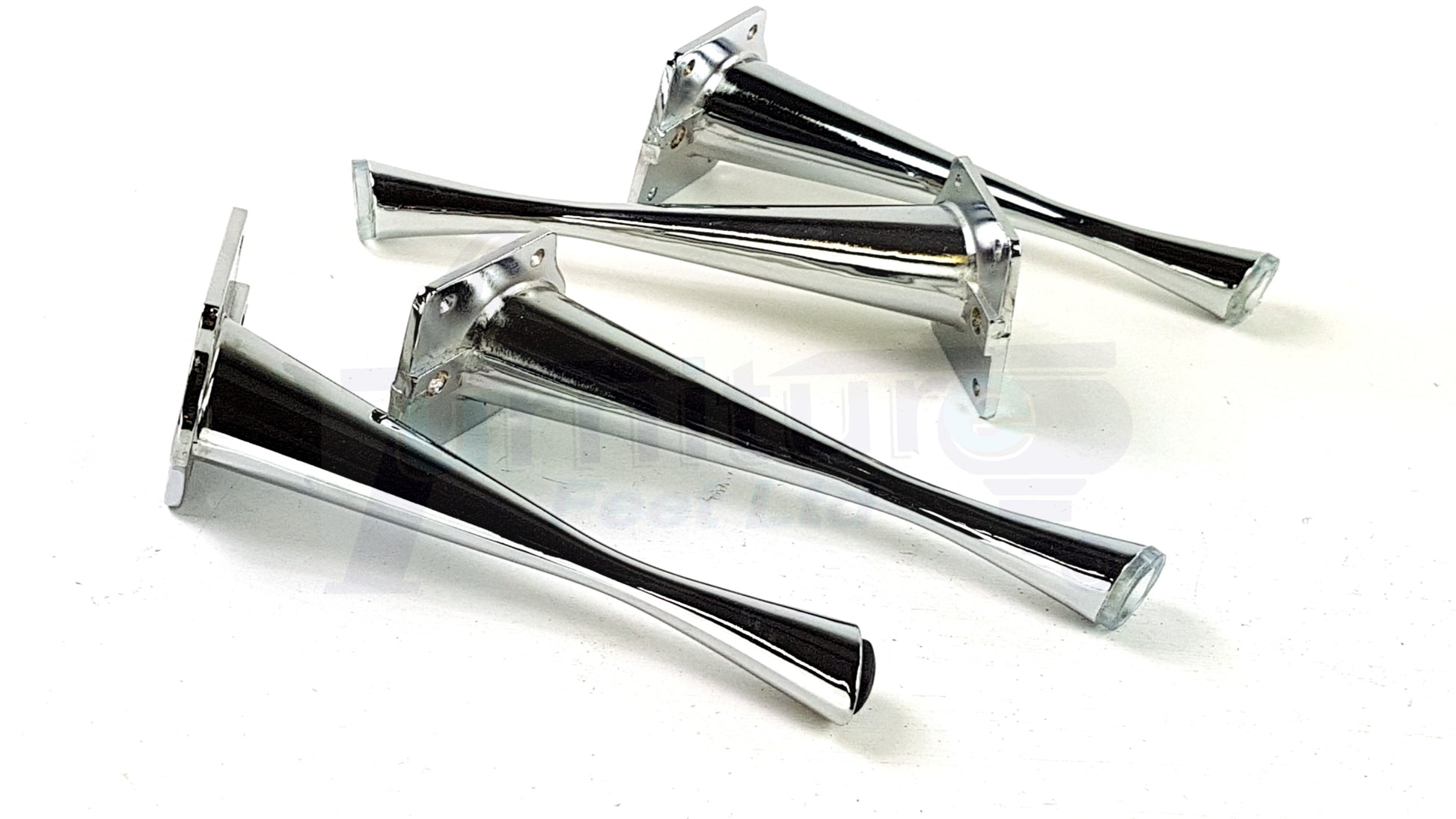 4x Metal Furniture Legs Chrome 170mm High Self-Fix Modern Feet Sofa Chair Cabinet Table