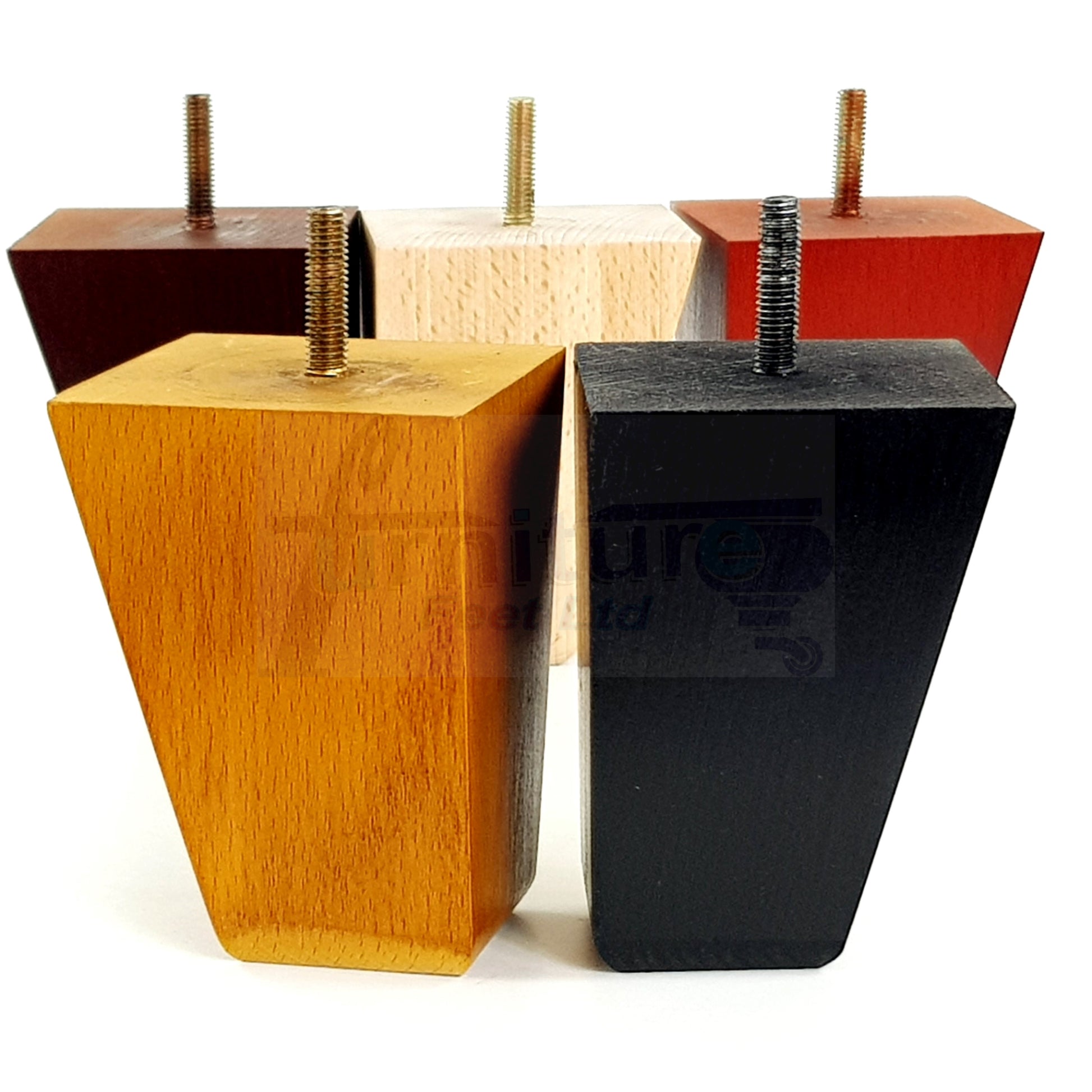 4x Angled Block Wood Sofa Legs 100mm High Replacement Furniture Feet Chairs Cabinets M10 Thread