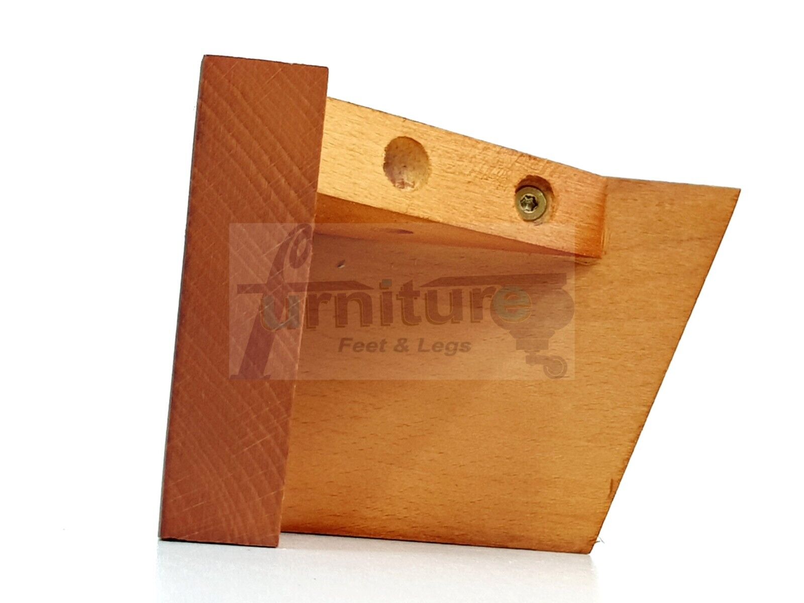4 Solid Wood Furniture Legs Replacement Corner Feet 95mm High Self-Fixing: Golden Oak