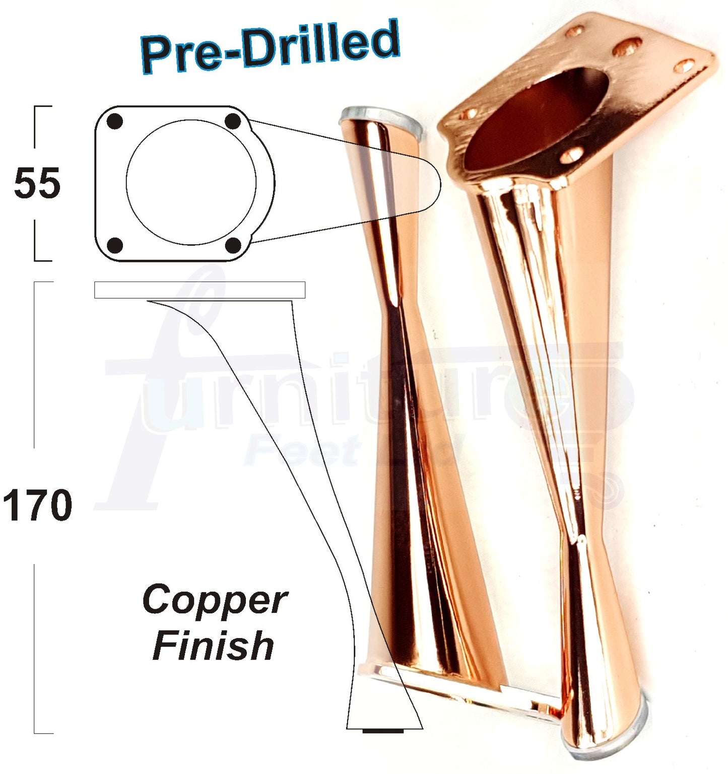 4x Metal Furniture Legs 170mm High Self-Fix Modern Feet Sofa Chair Tables Cabinets