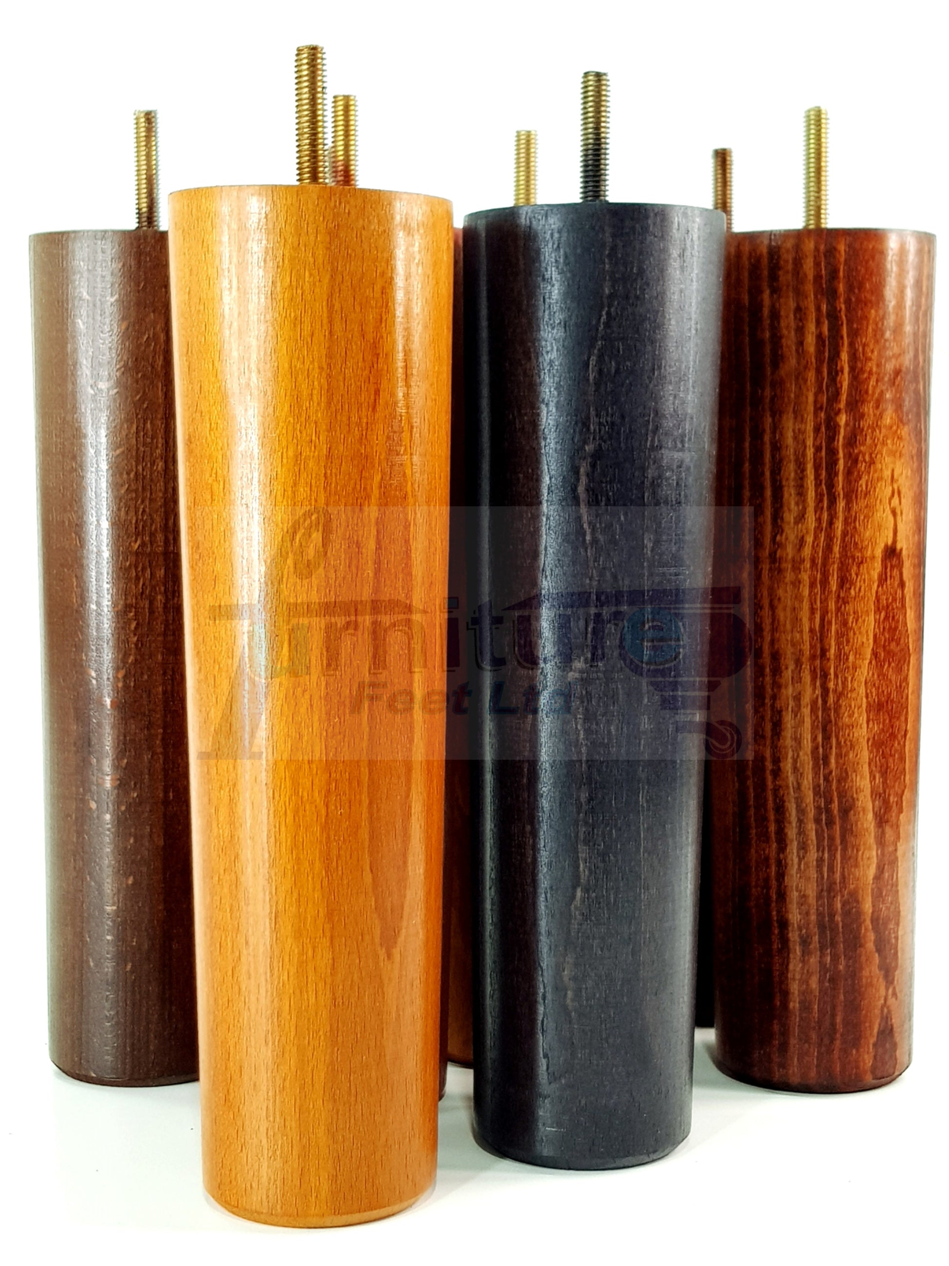 4 Furniture Legs Replacement Feet 230mm Chairs Settee & Cabinets M8 Thread Dark Walnut Washed