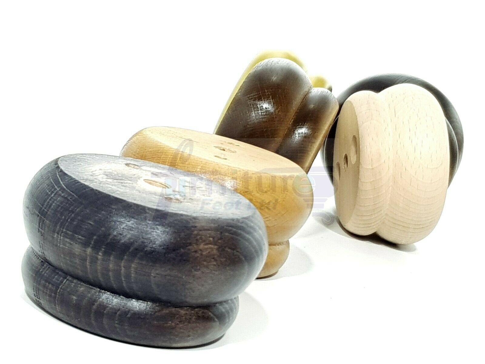 4 Turned Wood Furniture Legs Chair Sofa Stool Bed Replacement Bun Feet 50mm High