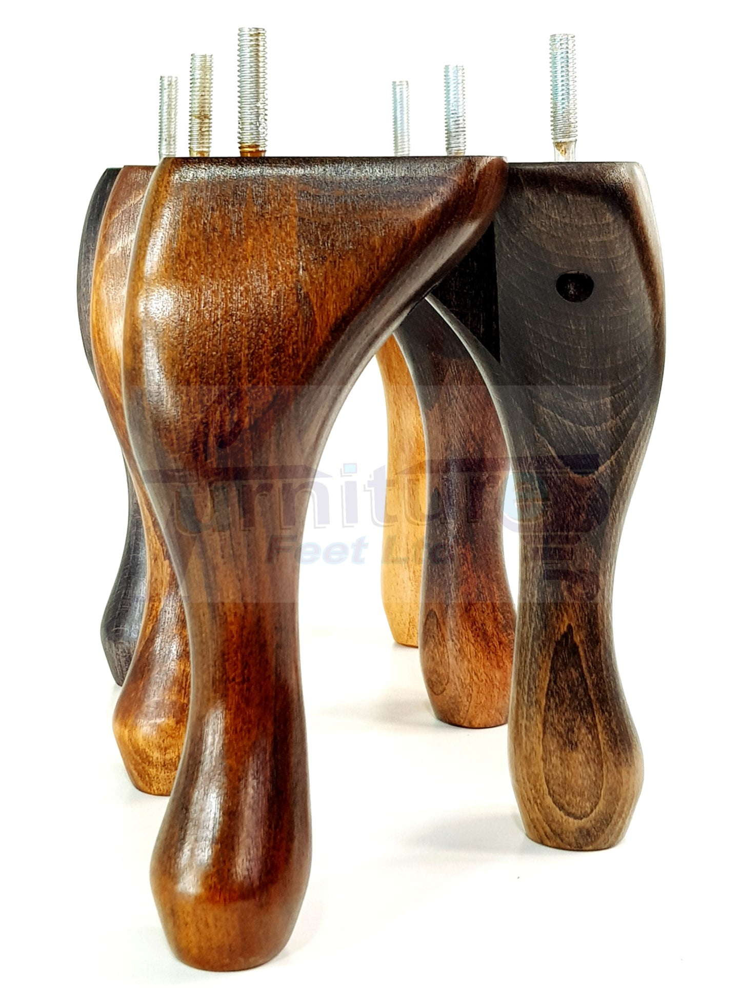 4 Solid Wood Furniture Feet 150mm High Queen Anne Replacement Legs Chairs Settees Beds Sofas M10 Thread