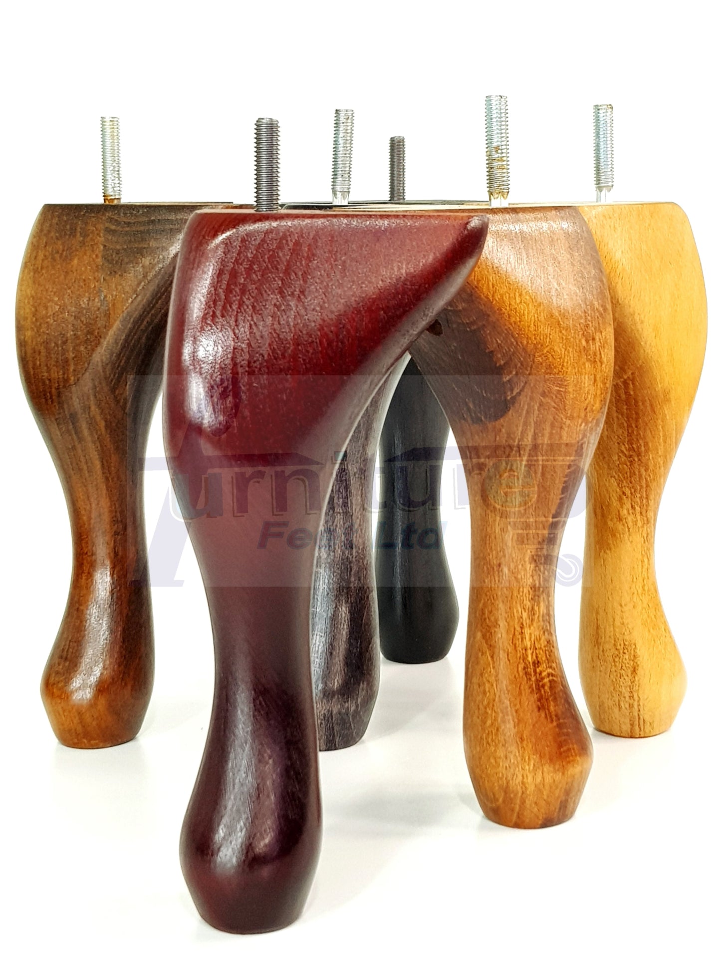 4 Solid Wood Furniture Legs 200mm High Queen Anne Replacement Feet Chairs Settees Sofas M10 Thread