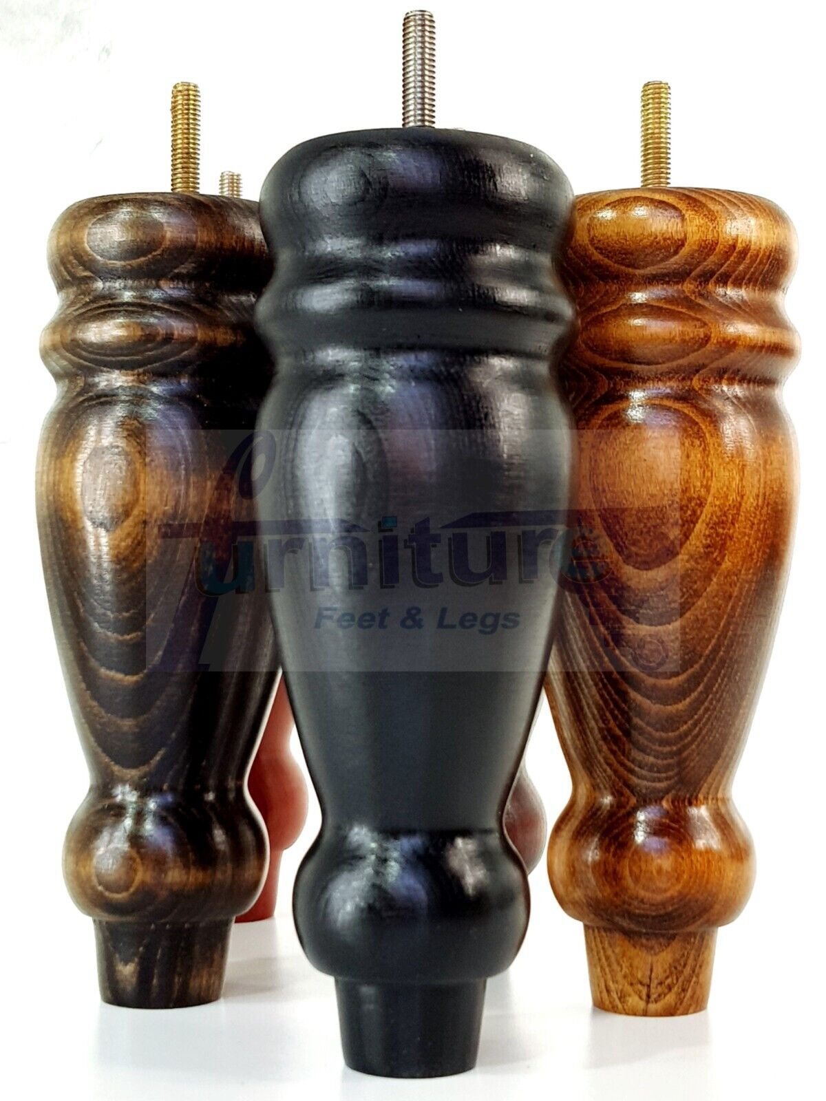 Set Of 4 Turned Furniture Legs Replacement Sofa Feet 200mm High M8 Thread
