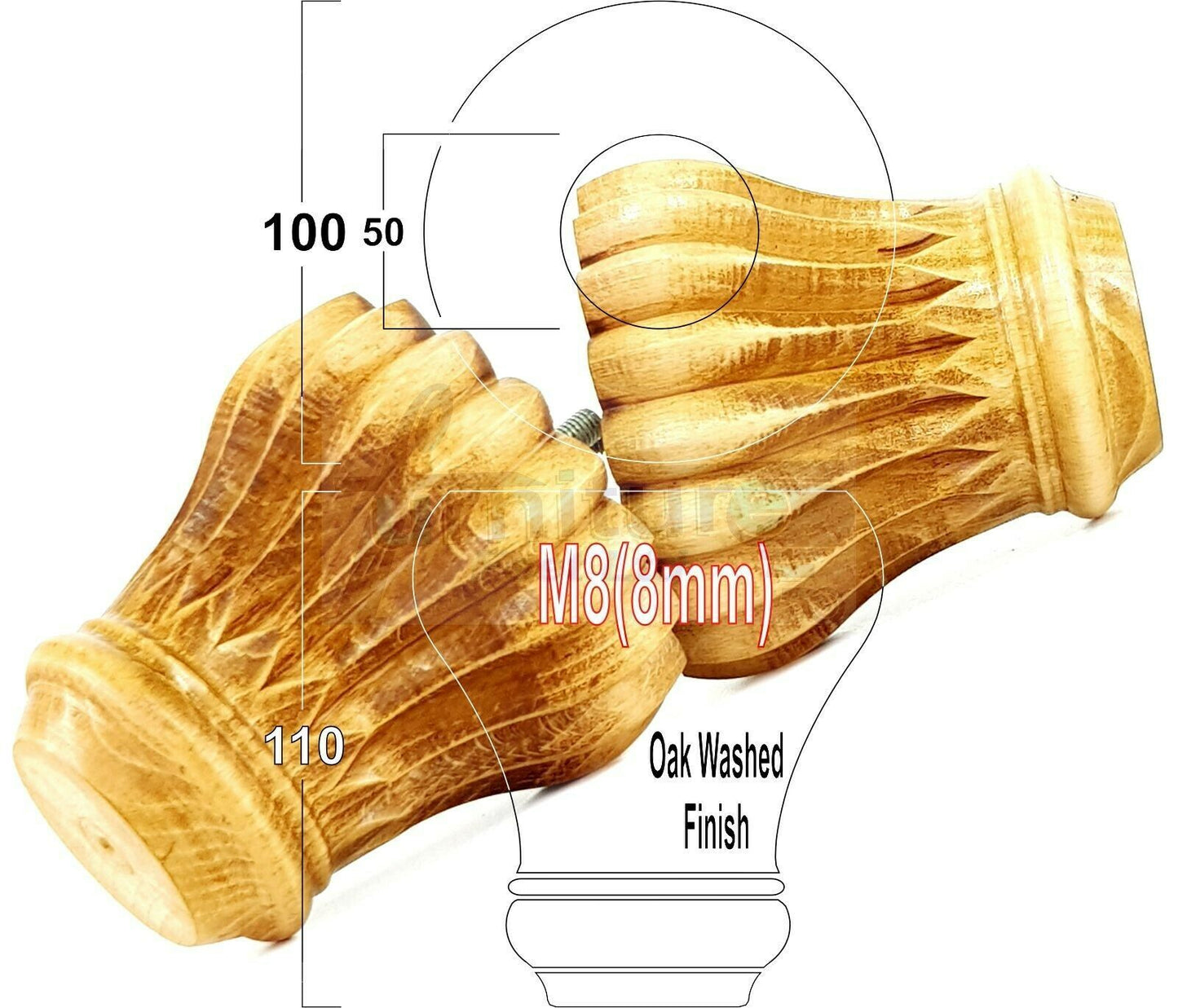 4 Grooved Replacement Furniture Bun Feet Multiple Colours Turned Wooden Legs 110mm High Settee Chairs Sofas Footstools Cabinets M8