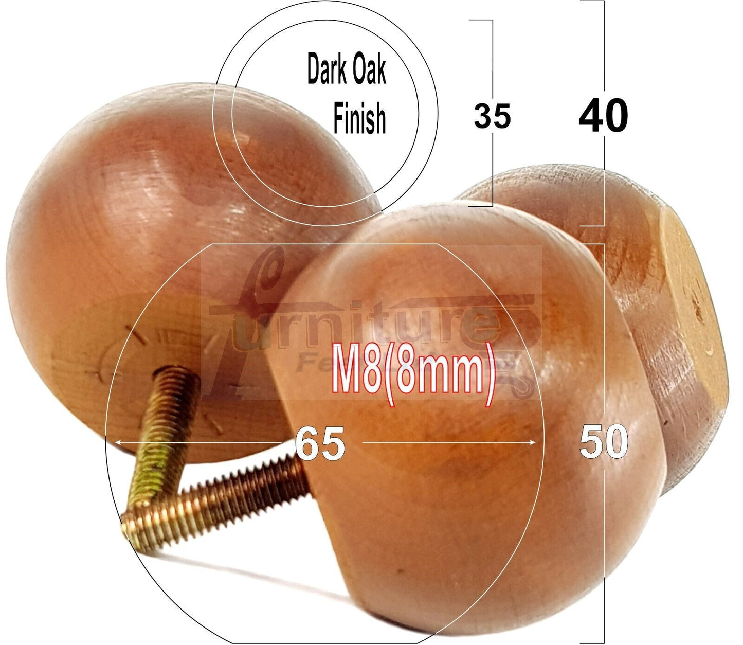 4 Solid Round Wood Turned Furniture Legs Replacement Bun Feet 2 Inches 50mm High Chairs Sofa Beds Settee M8 