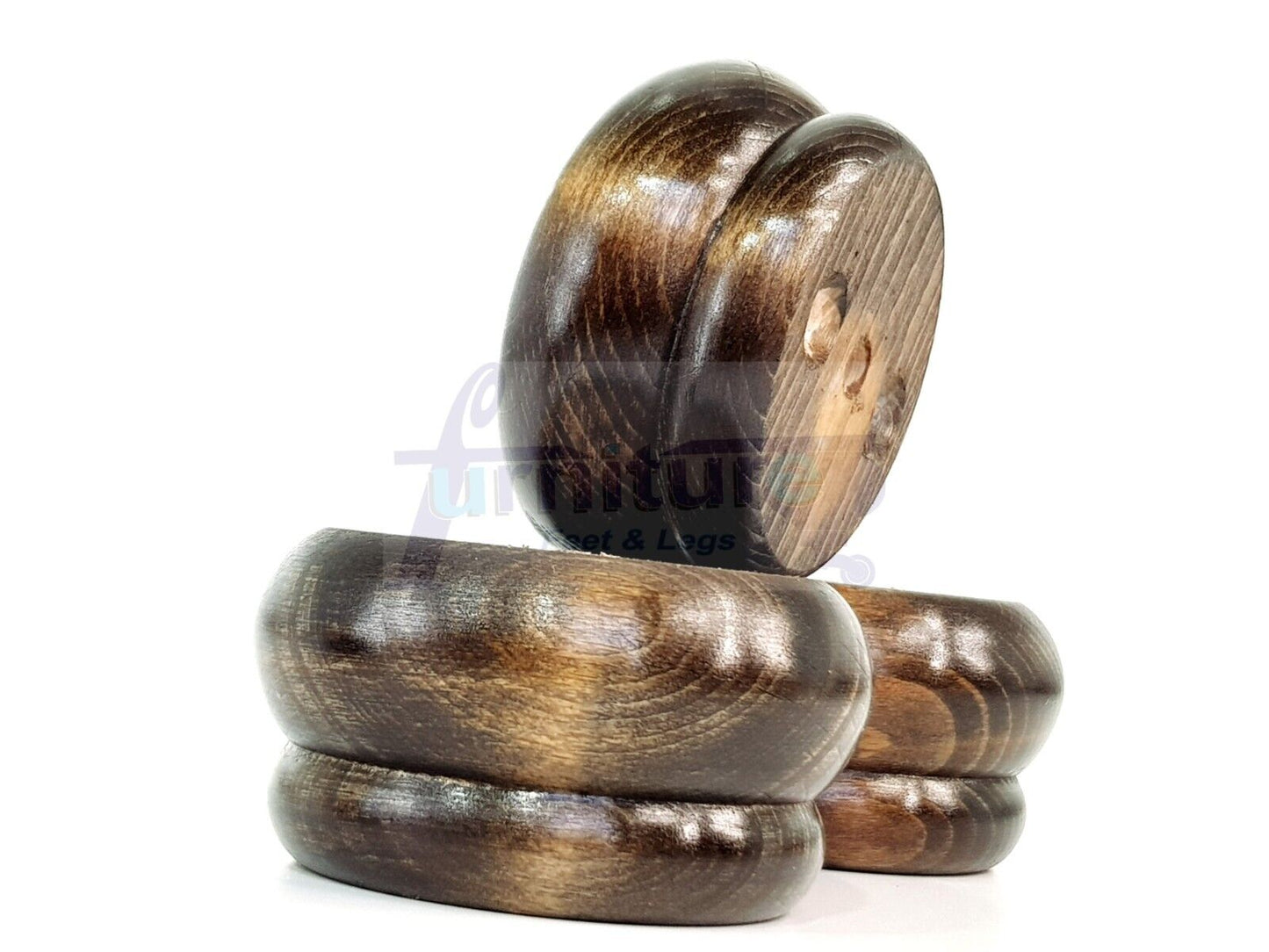 4 Turned Wood Furniture Legs Chair Sofa Stool Bed Replacement Bun Feet 50mm High