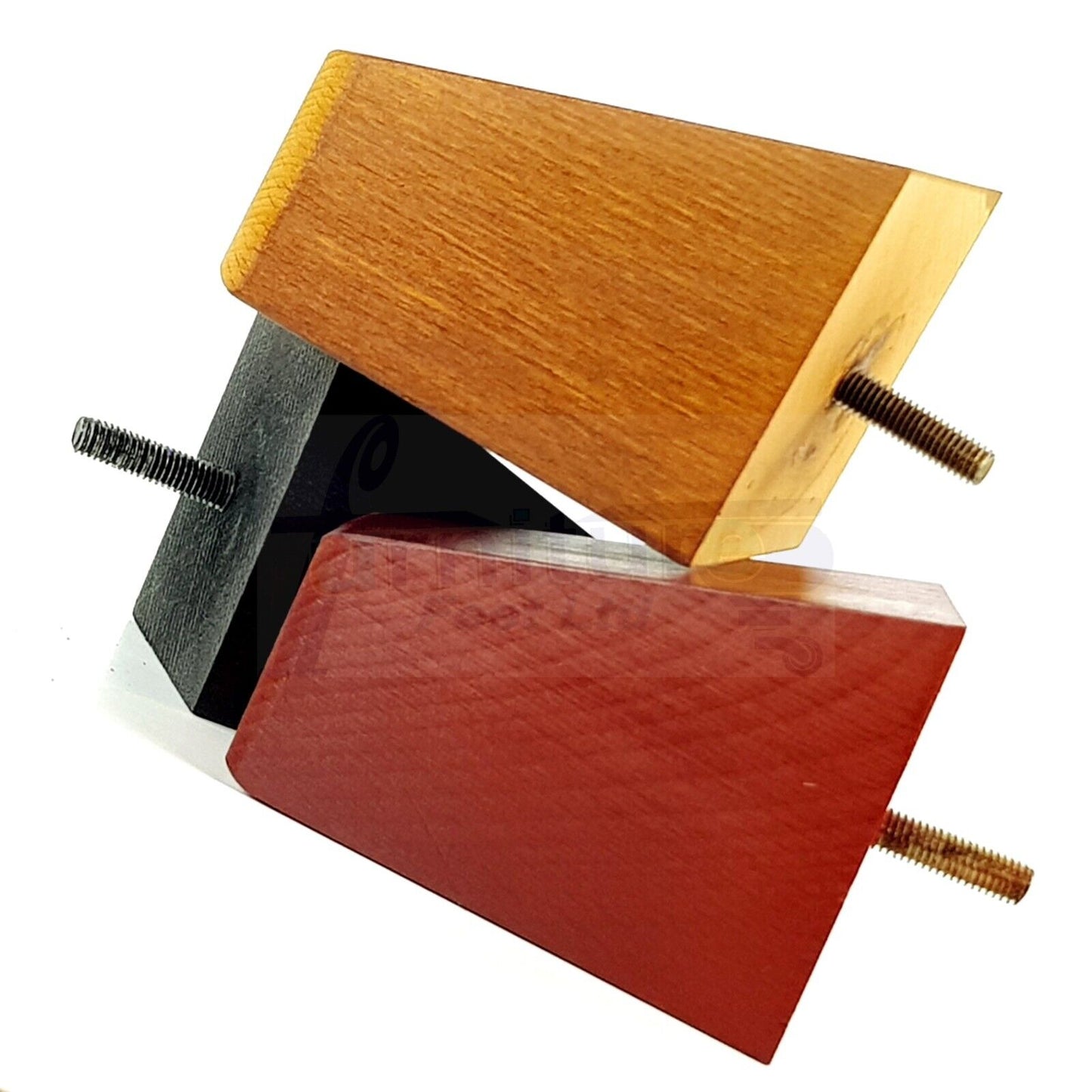4x Angled Block Wood Sofa Legs 100mm High Replacement Furniture Feet Chairs Cabinets M8(8mm)