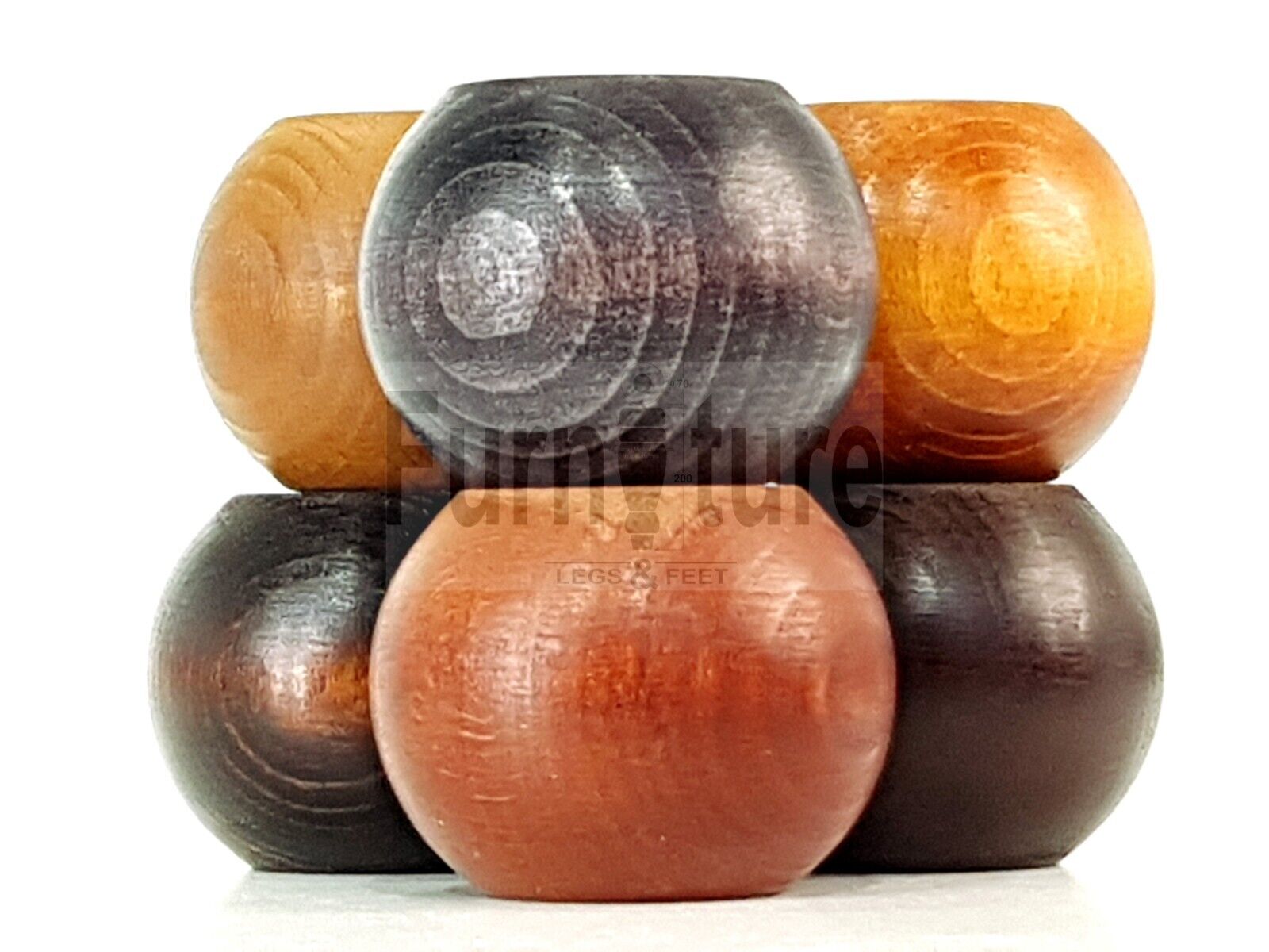 4 Solid Round Wood Turned Furniture Legs Replacement Bun Feet 2 Inches 50mm High Chairs Sofa Beds Settee 