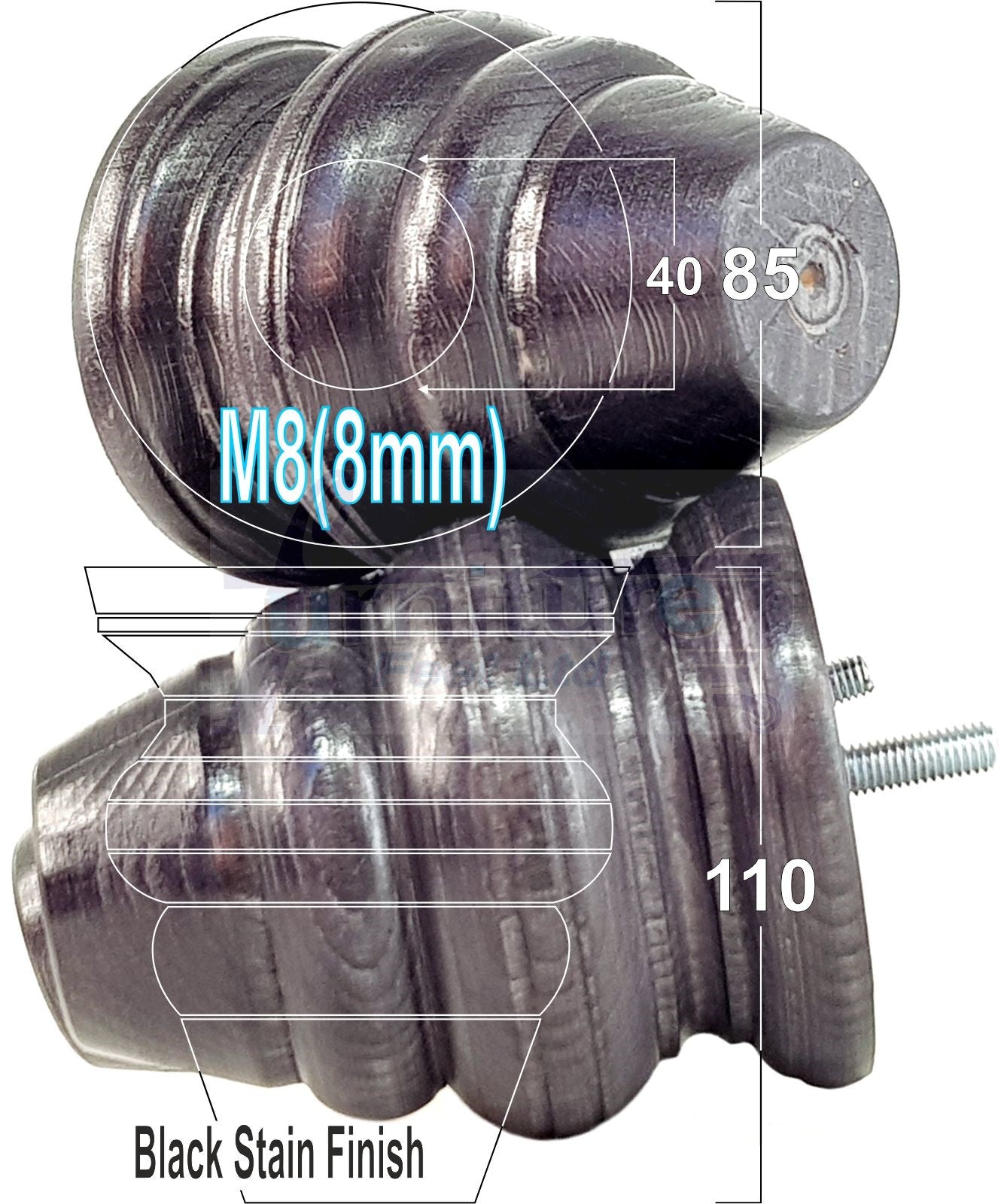 4x Turned Wood Furniture Legs Replacement Feet 110mm High Multiple Colours Chairs Stools Sofa's Beds Settee Cabinets M8