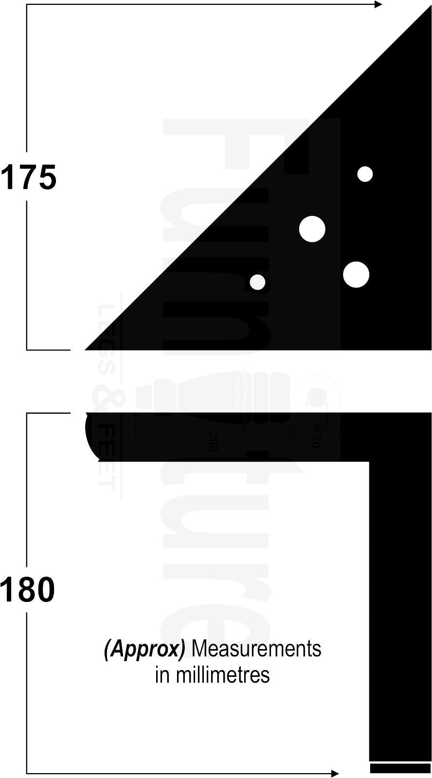 4 Metal Legs Chrome Corner Feet 180mm High Easily Fix With Screws