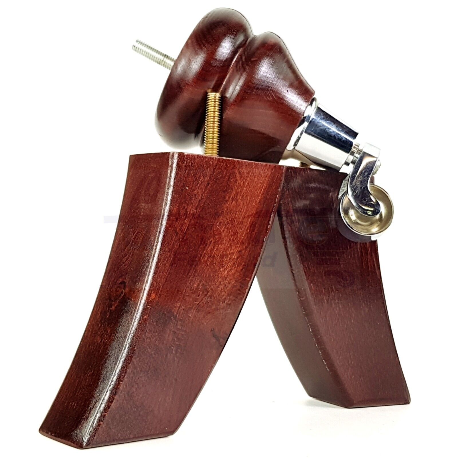 Turned Wood Furniture Feet 2 With Castors 140mm & 2 Curved Back Legs Sofas Chairs Stools Cabinets Beds M10(10mm)