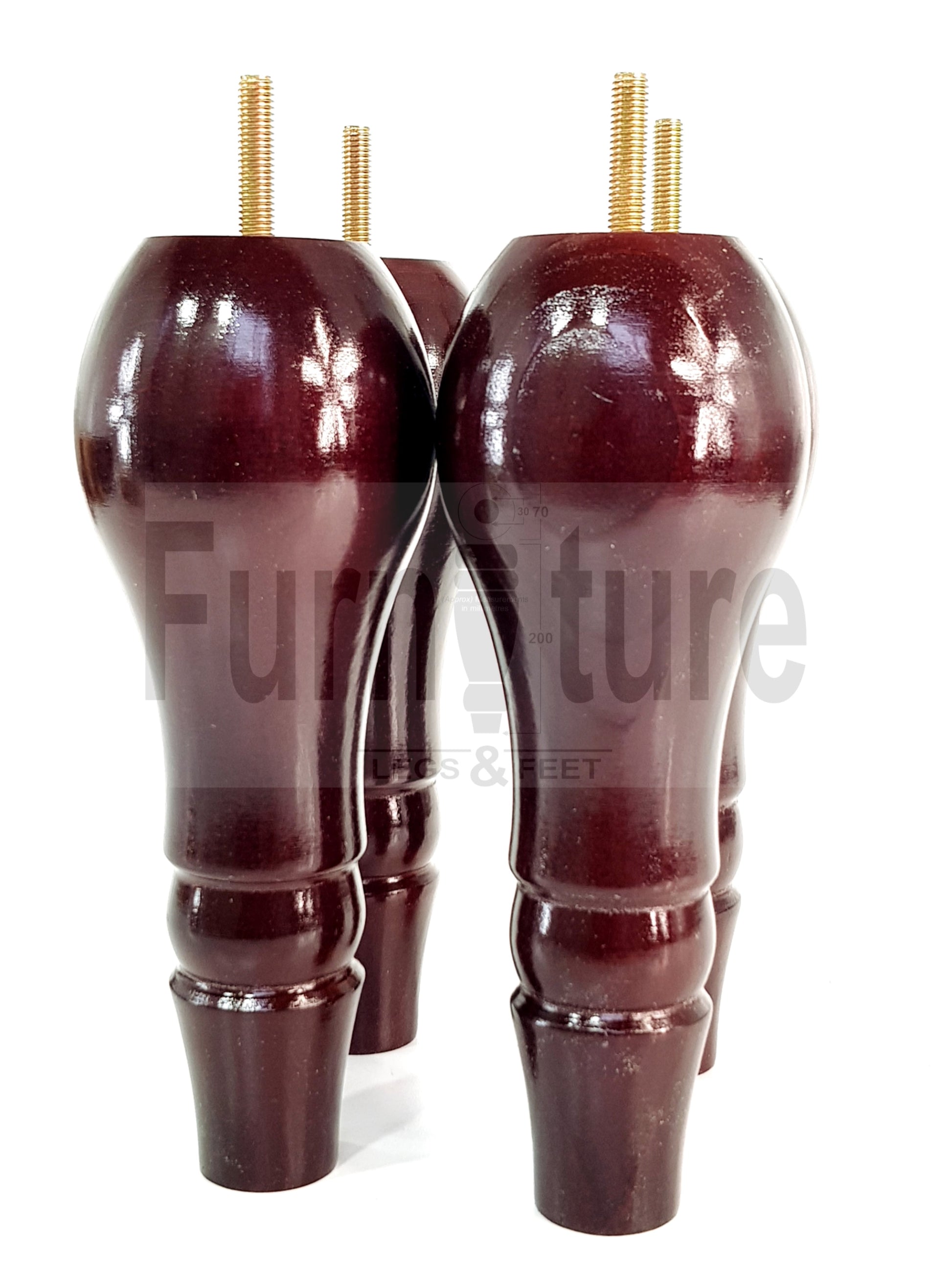 4x Solid Wood Turned Replacement M10 Thread Furniture Legs Sofa Chair Settee Feet 200mm