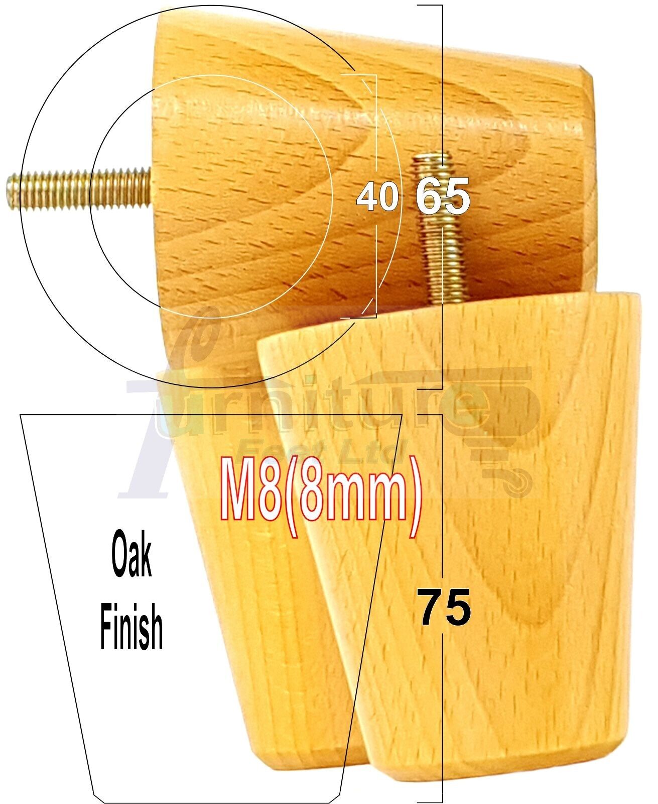 4x Solid Wood Turned Furniture Legs Replacement Bun Feet 75mm High Chairs Stools Sofa's Beds Settee M8