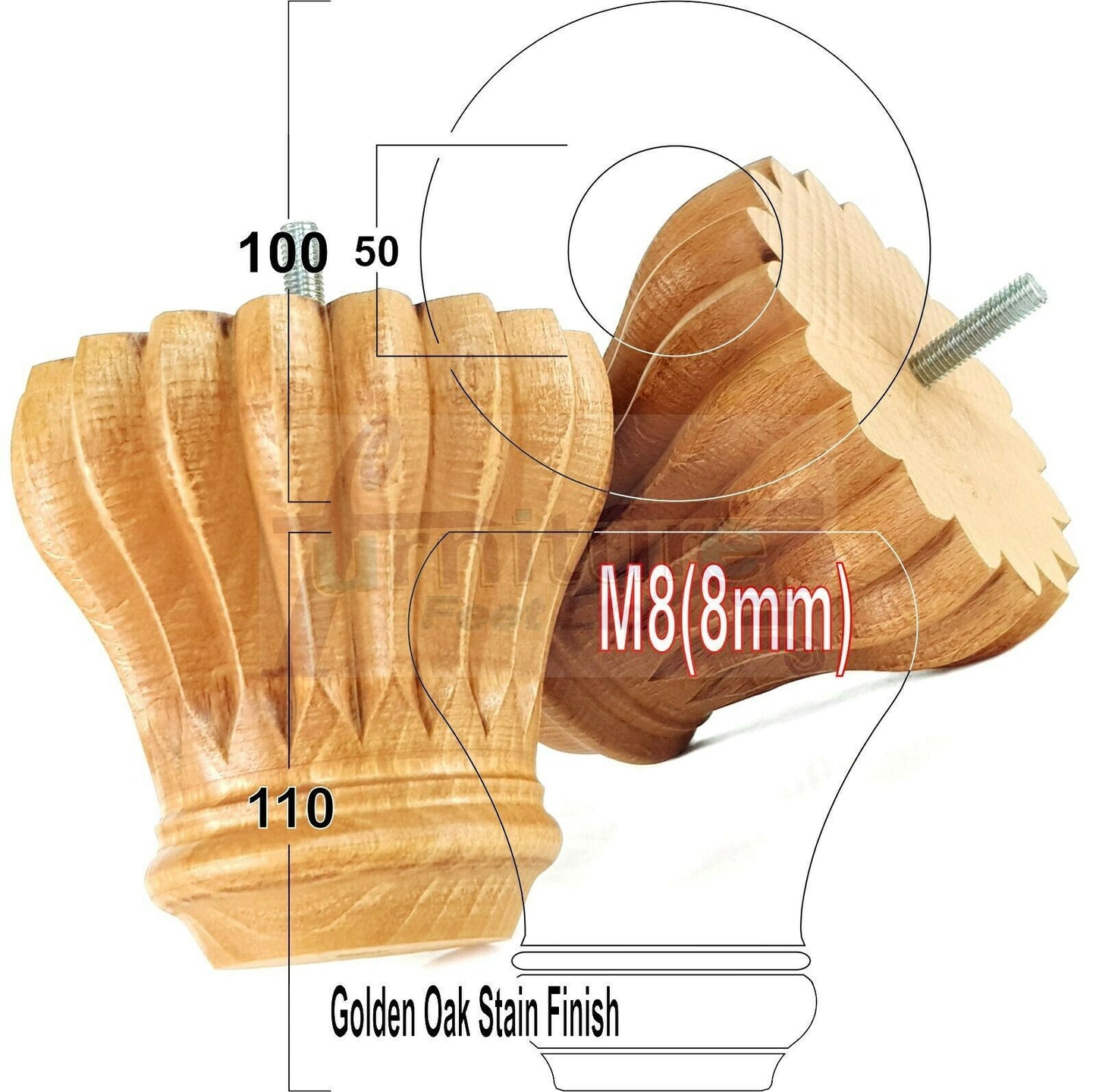 4 Grooved Replacement Furniture Bun Feet Multiple Colours Turned Wooden Legs 110mm High Settee Chairs Sofas Footstools Cabinets M8