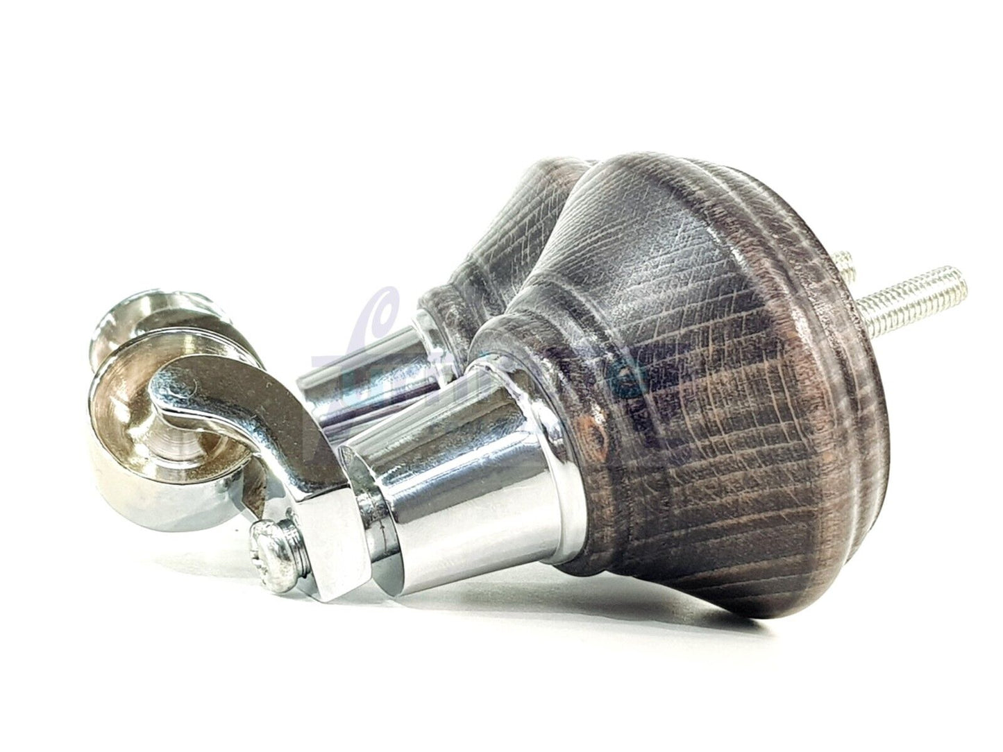 4x Black Washed Wooden Furniture Sofa Legs M8 With Castors Replacement Chair Settee Feet 115mm - 125mm High