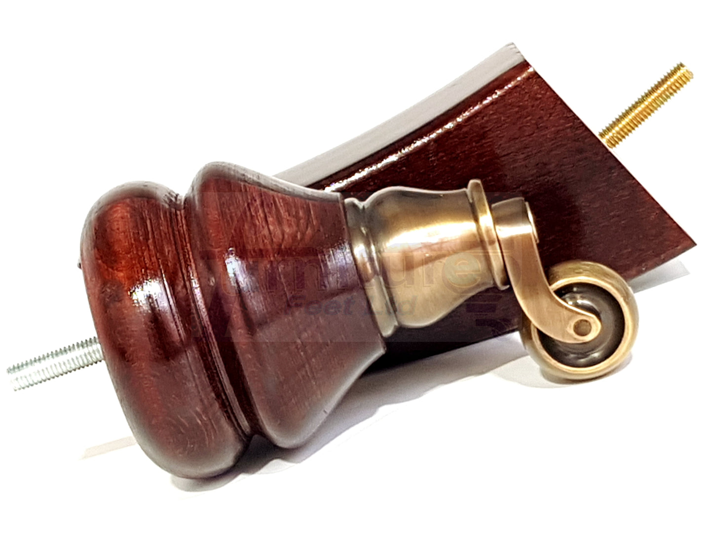 Turned Mahogany Furniture Wood Feet 2 With Castors & 2 Curved Legs140mm Sofas Chairs Settee Cabinets Beds M8