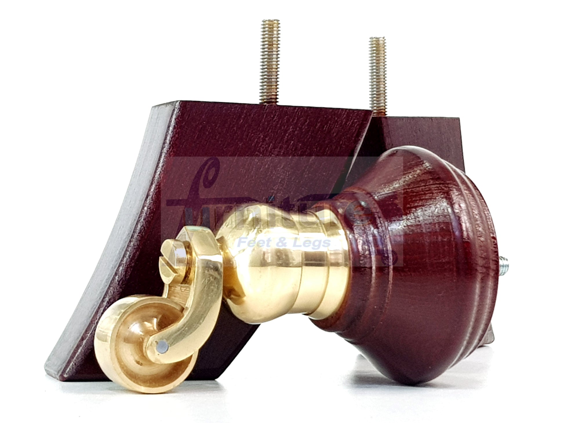 4 Turned Mahogany Replacement Furniture Legs With Wheels 2 Castor Feet 120mm High 2 Curved Wood Chairs Stools Sofa Beds Cabinets M8