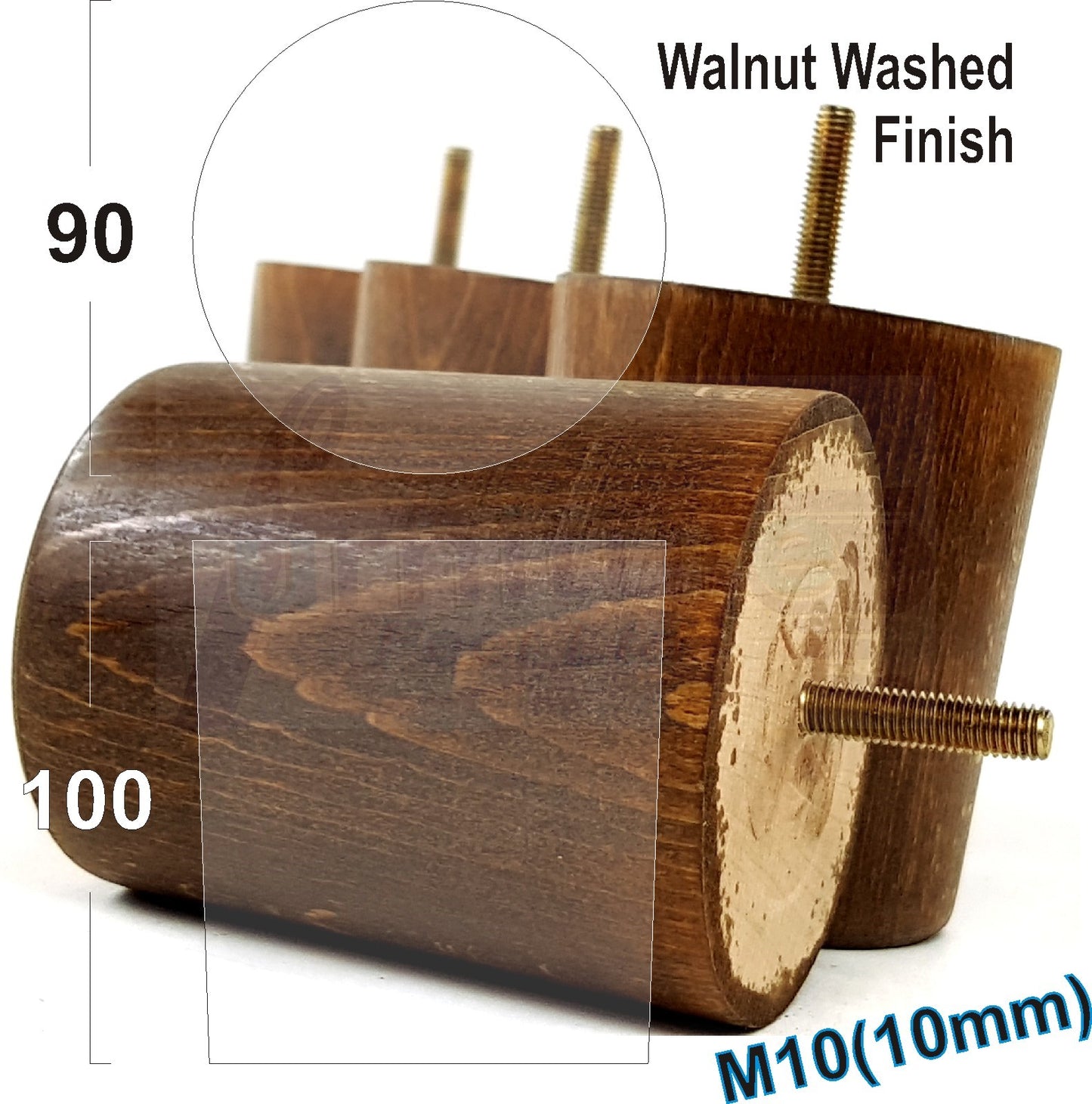 4x Turned Wood Furniture Legs Chair Sofa Bed M10 Replacement Settee Feet 100mm