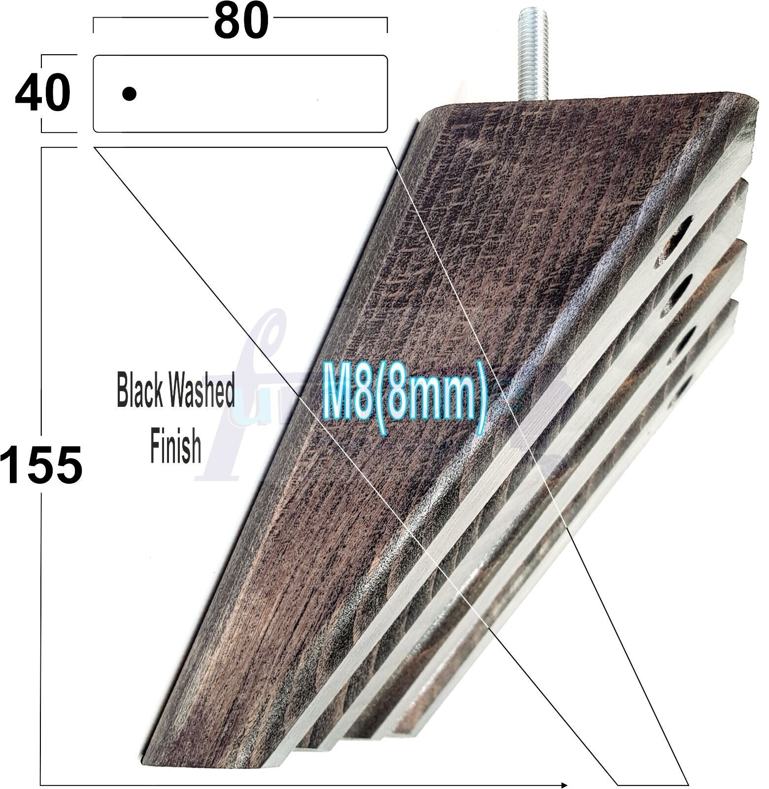 4 Replacement Tapered Feet 155mm High Wood Angled Furniture Legs 6 Inches Tall Chairs Stools Sofa's Beds Settee Cabinets M8