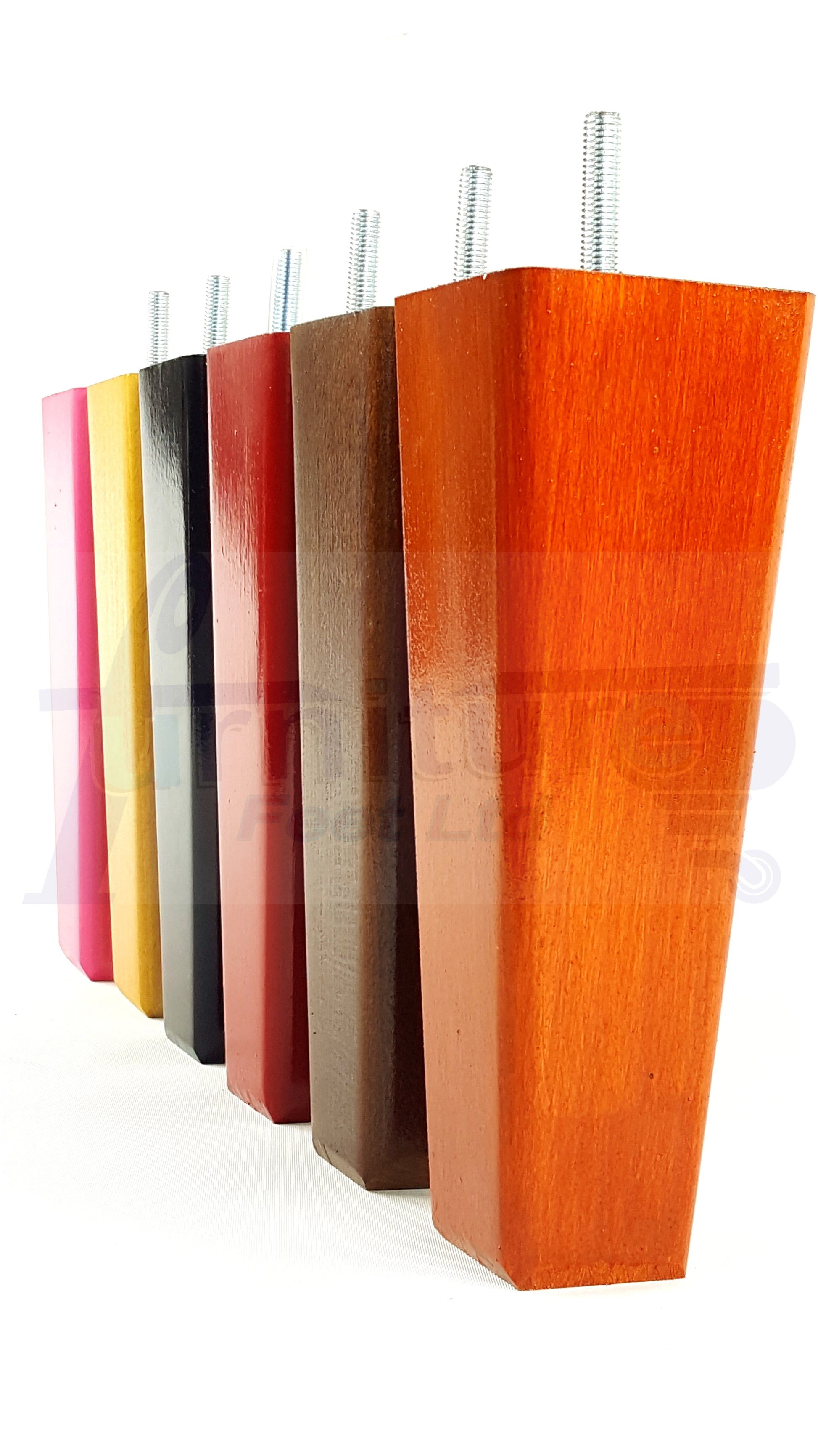 4x Wooden Furniture Legs 200mm High Replacement Square Tapered Feet 8mm Thread