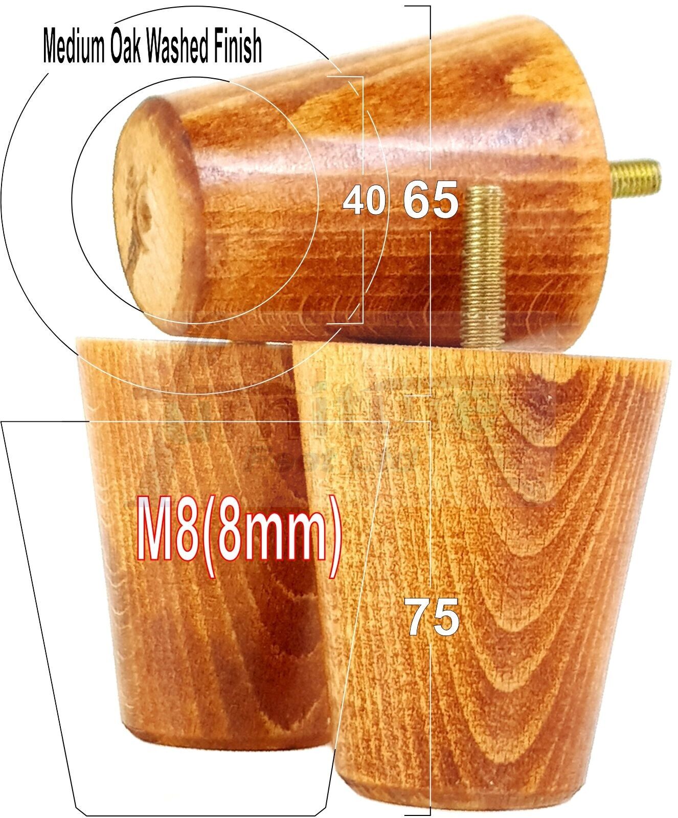 4x Solid Wood Turned Furniture Legs Replacement Bun Feet 75mm High Chairs Stools Sofa's Beds Settee M8
