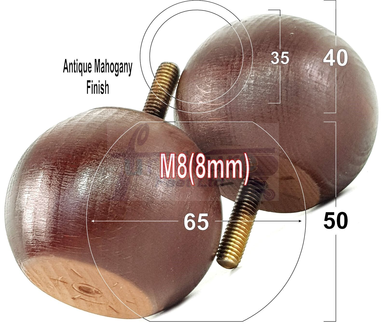 4 Solid Round Wood Turned Furniture Legs Replacement Bun Feet 2 Inches 50mm High Chairs Sofa Beds Settee M8 