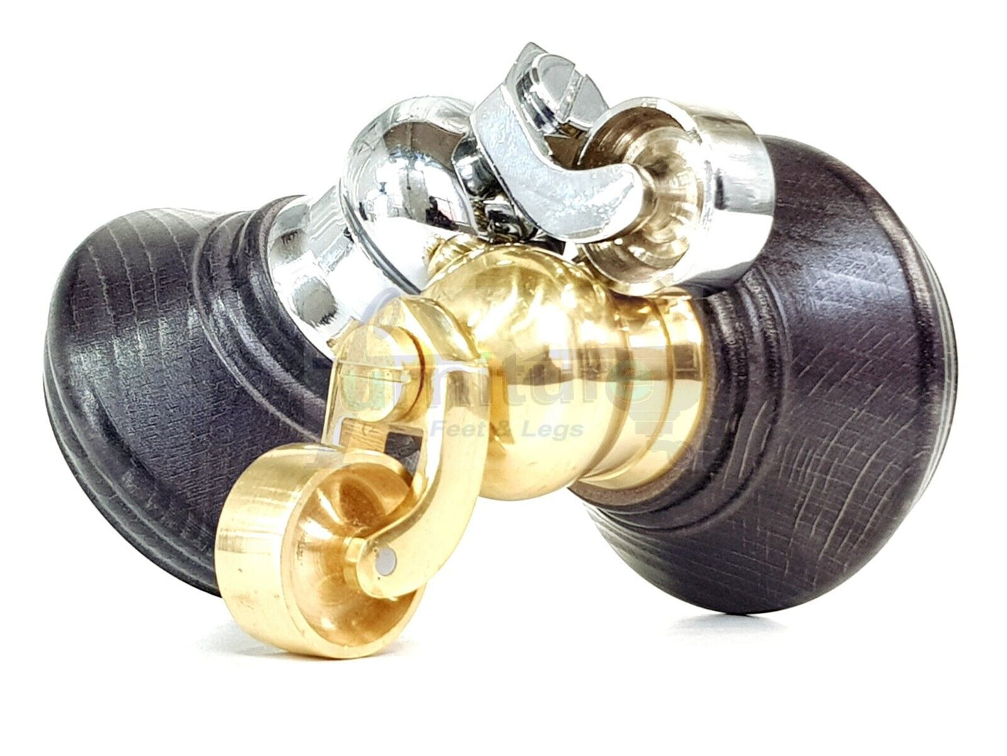 4x Black Stain Wooden Furniture Sofa Legs M8 With Castors Replacment Chair Settee Feet 115mm - 125mm High