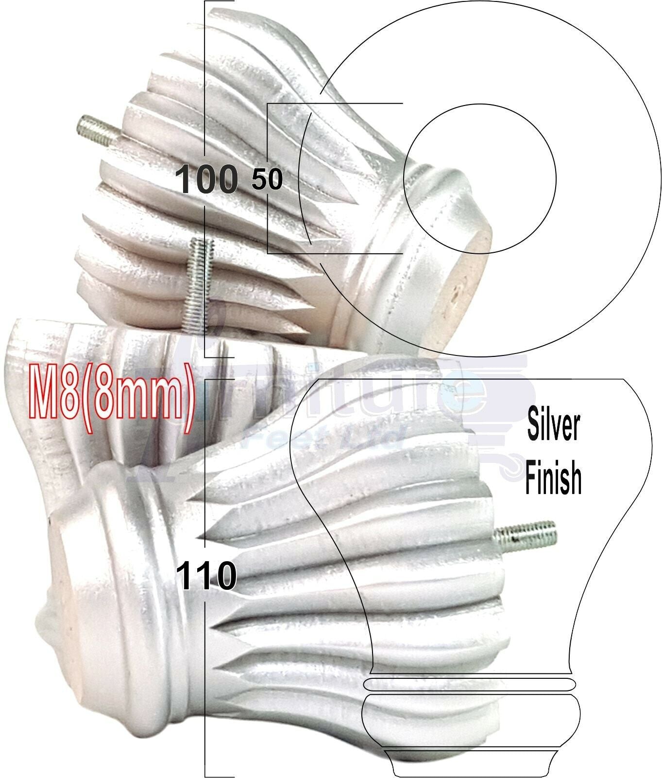 4 Grooved Replacement Furniture Bun Feet Multiple Colours Turned Wooden Legs 110mm High Settee Chairs Sofas Footstools Cabinets M8