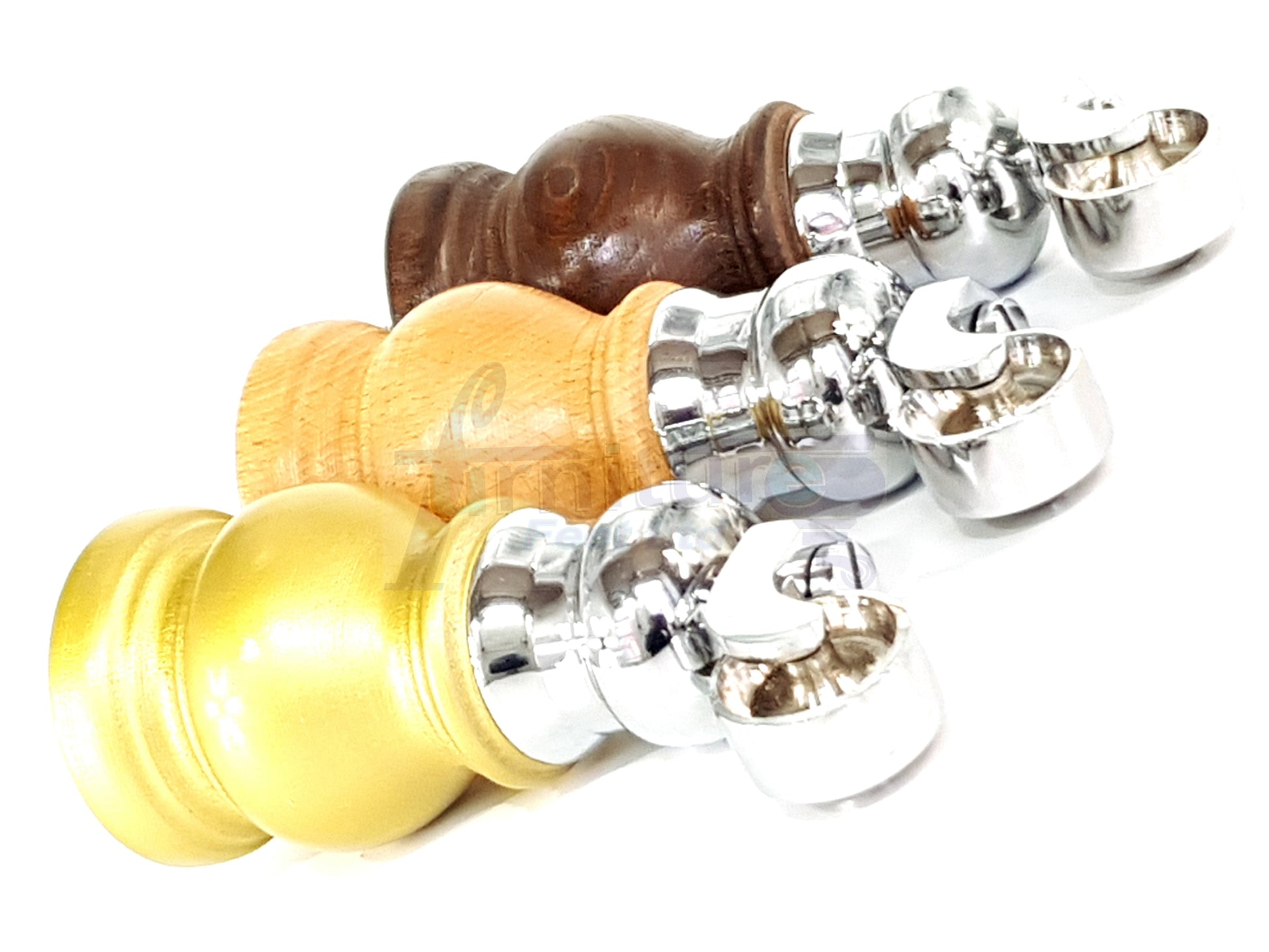 4x Turned Wood Furniture Legs With Castor Wheels 150mm High M8(8mm)