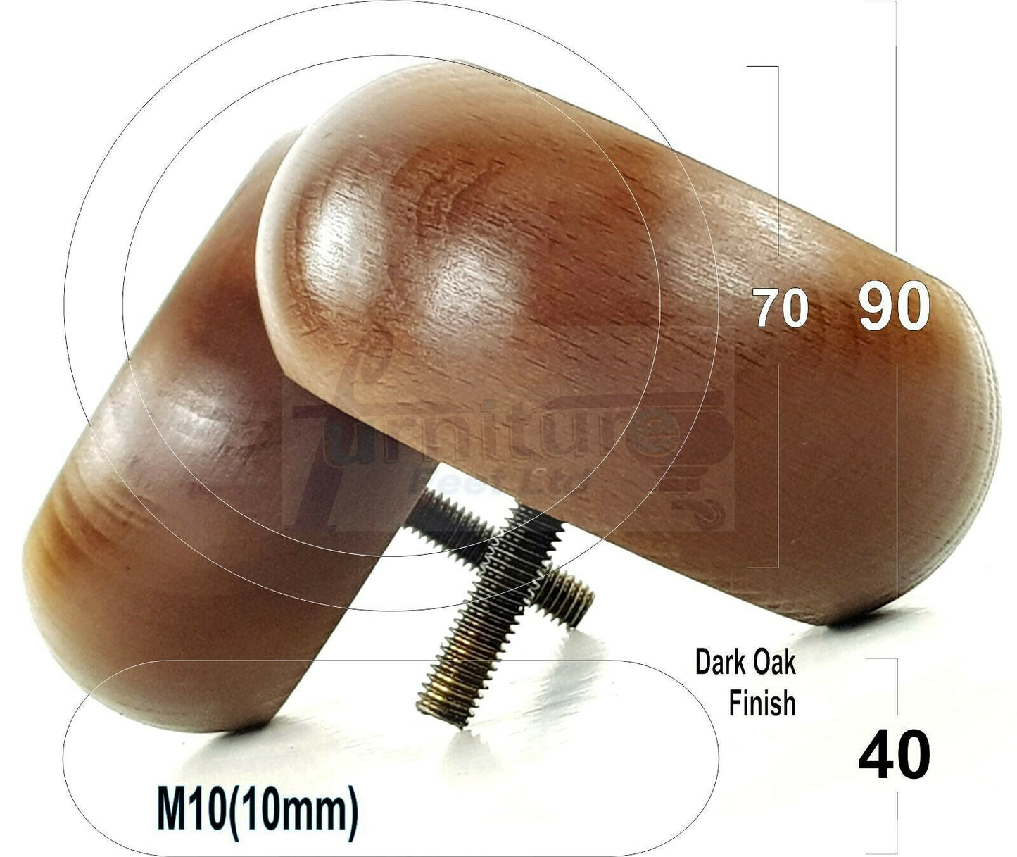 4 Solid Wood Bun Feet Replacement Furniture Legs 40mm High For Chairs Sofa's Beds Settee M10 Thread