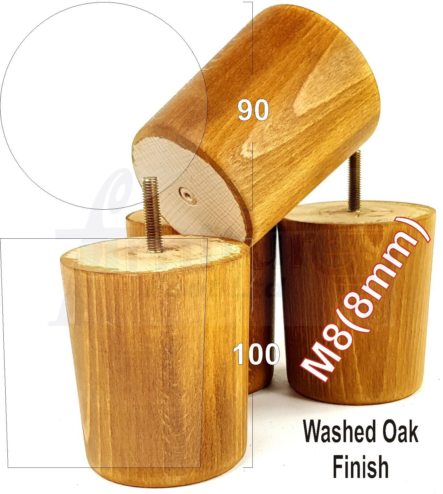 4x Turned Wood Furniture Legs Chair Sofa Bed M8 Replacement Settee Feet 100mm
