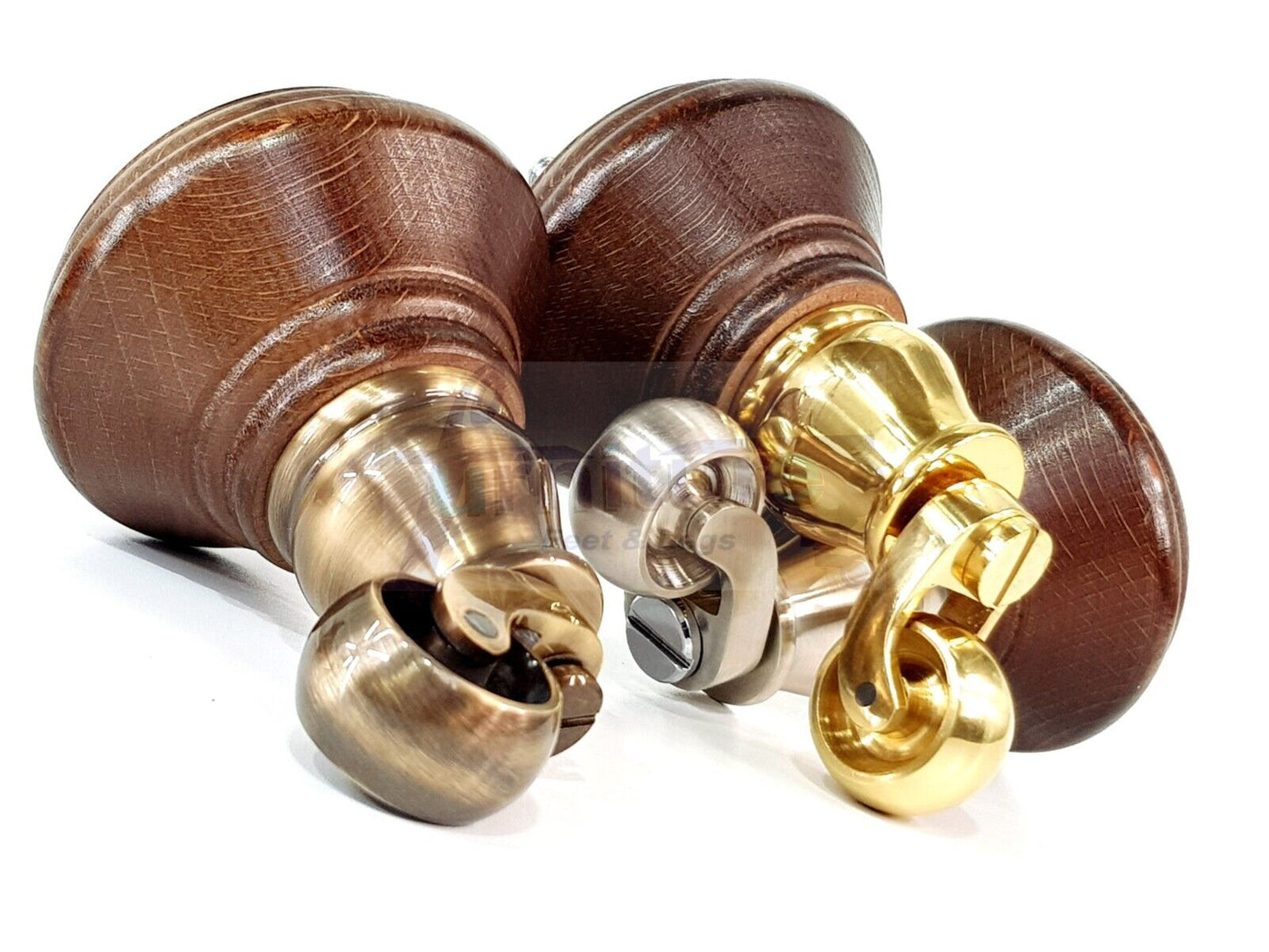 4x Antique Mahogany Stain Wooden Furniture Sofa Legs M8 With Castors Replacment Chair Settee Feet 115mm - 125mm High