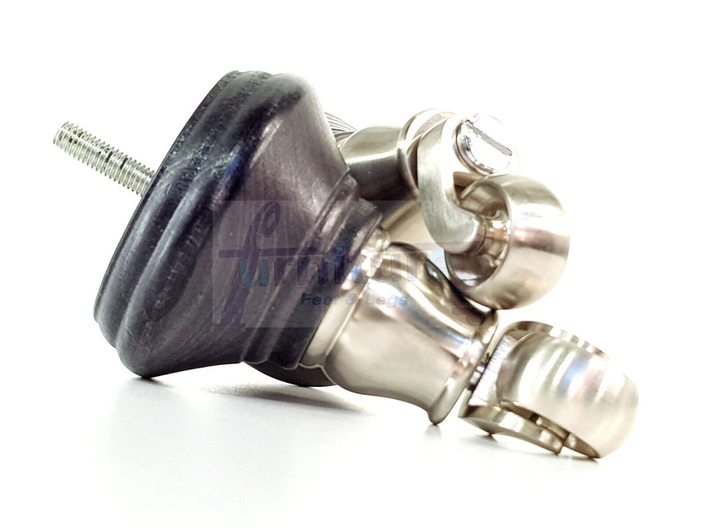 4x Black Stain Wooden Furniture Sofa Legs M8 With Castors Replacment Chair Settee Feet 115mm - 125mm High