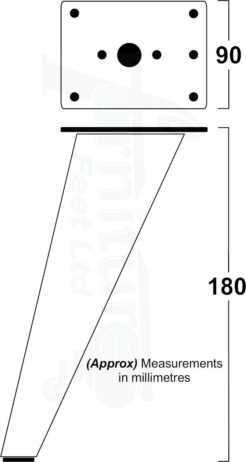 4 Chrome Metal Furniture Legs 180mm High Angled Feet Sofa Chair Cabinets Beds